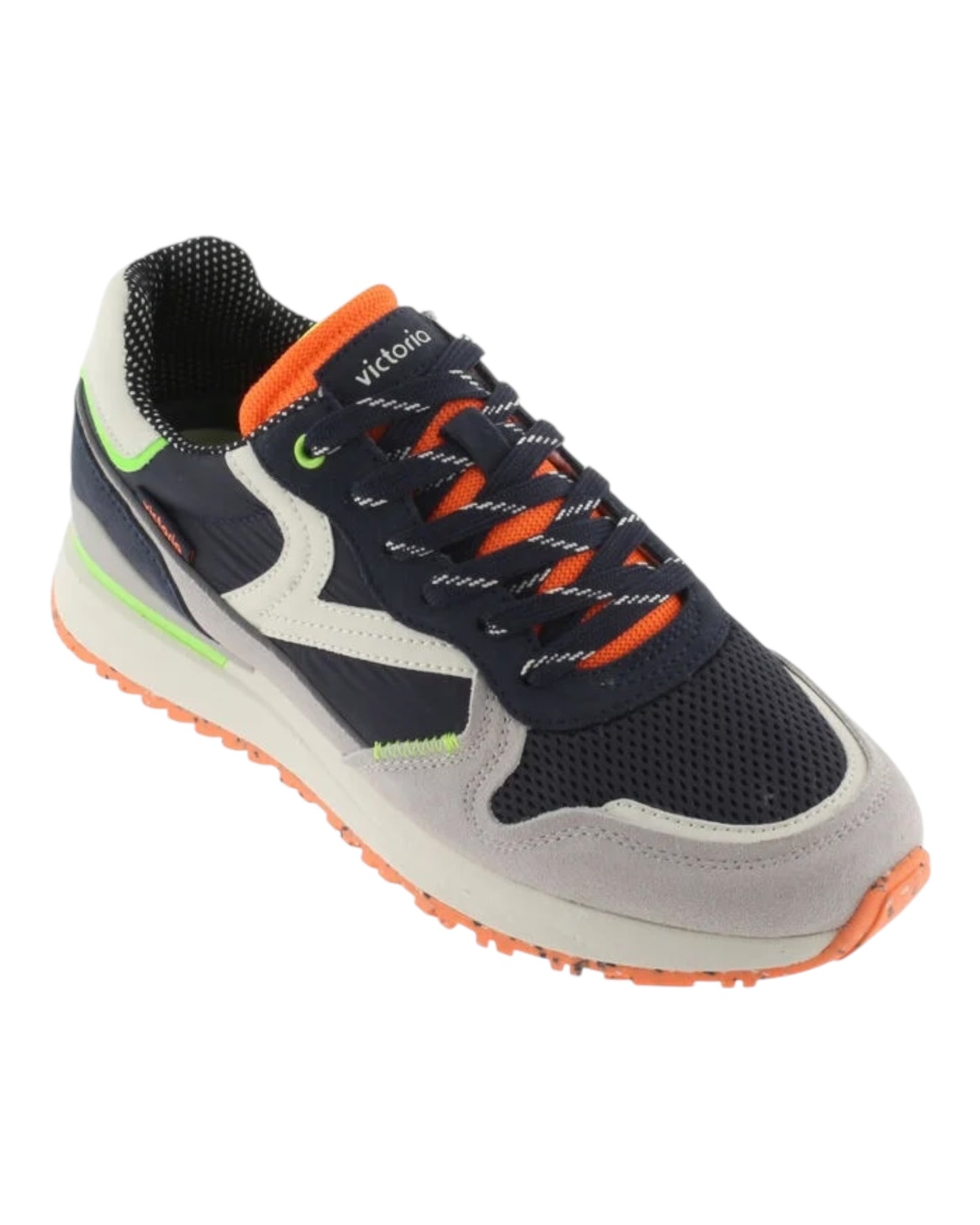 VICTORIA 802113 SNEAKERS IN CAMOSCIO E TELA BLU/GRIGIO/ARANCIO