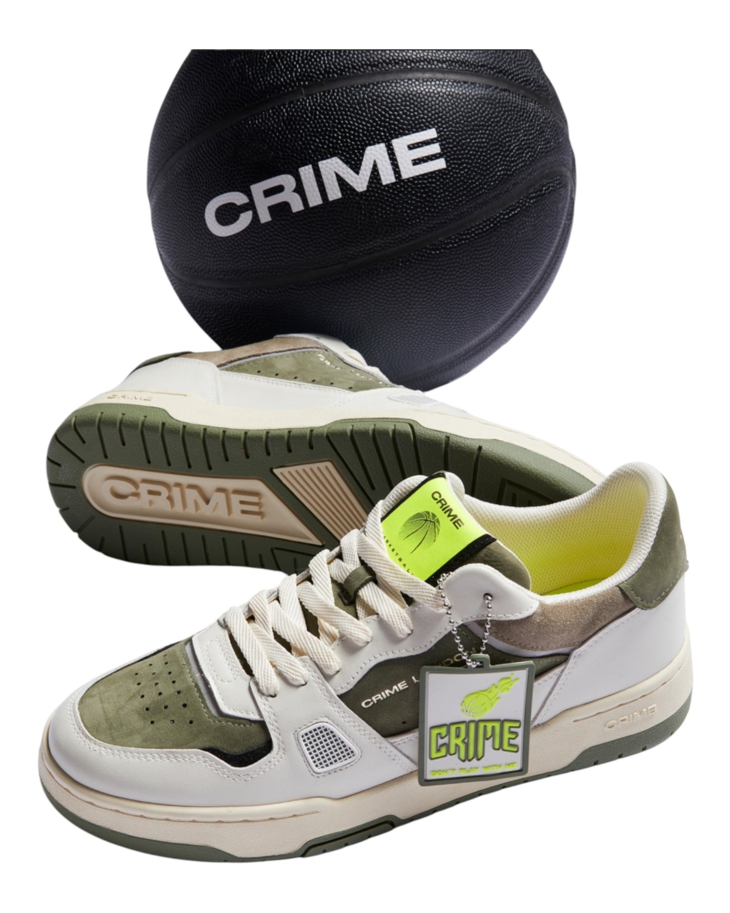 CRIME LONDON OFF COURT IN PELLE BIANCA NABUCK VERDE