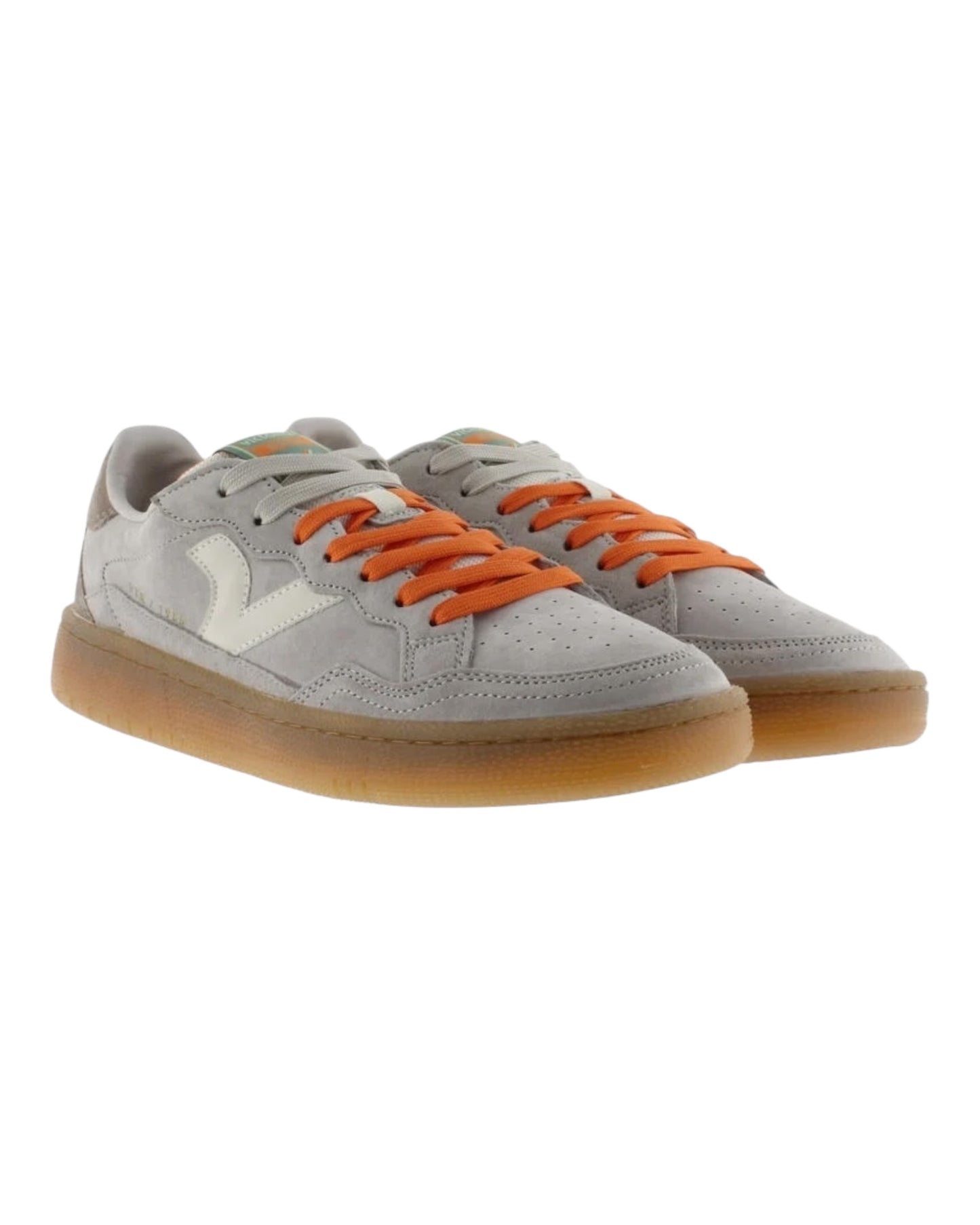 VICTORIA 806105 SNEAKERS IN CAMOSCIO GRIGIO LACCI ARANCIO