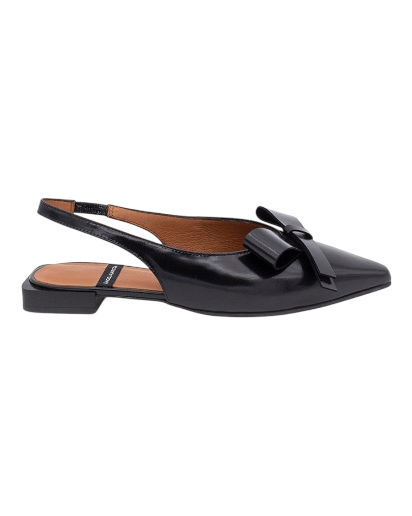 ANGEL ALARCON 010530B CHANEL BASSO A PUNTA CON FIOCCO IN PELLE LUCIDA NERA
