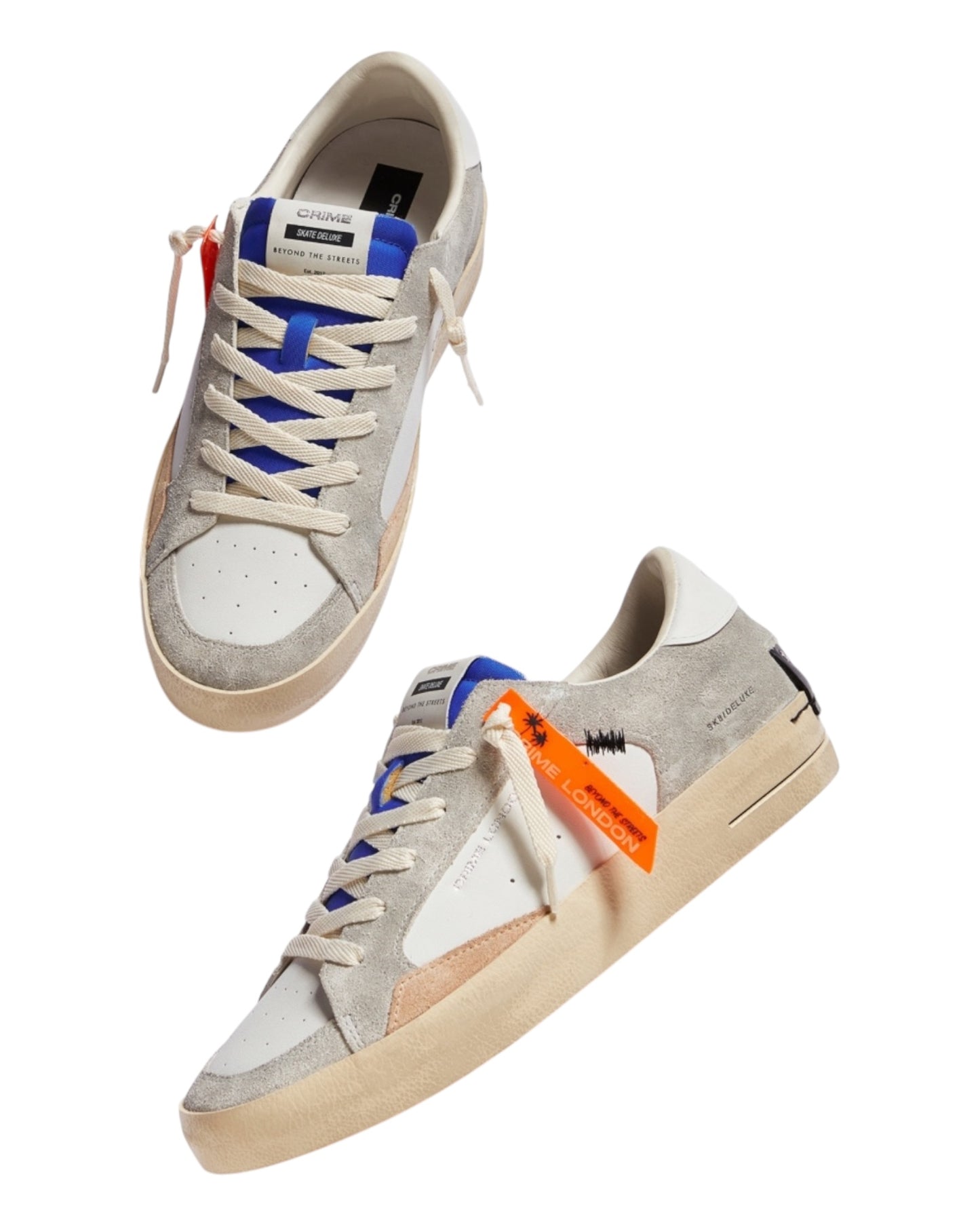 CRIME LONDON SK8 IN PELLE BIANCO/GRIGIO