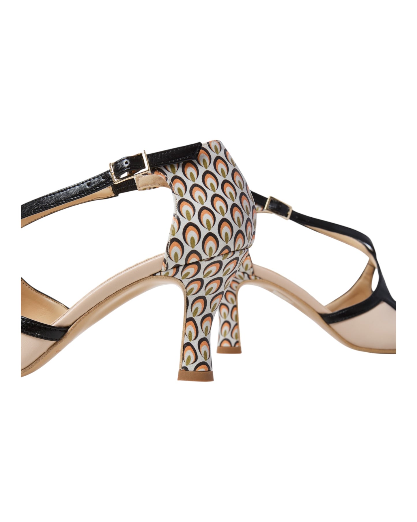 OVYE'711K027 SCARPA CON TACCO E PUNTA TONDA IN PELLE BEIGE/NERA