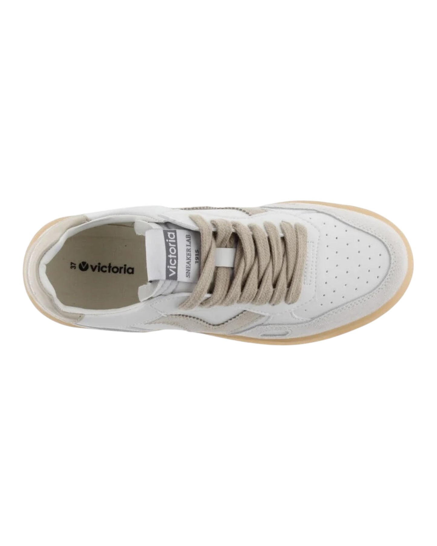 VICTORIA 7129125D SNEAKERS IN PELLE E CAMOSCIO BIANCA FONDO MIELE