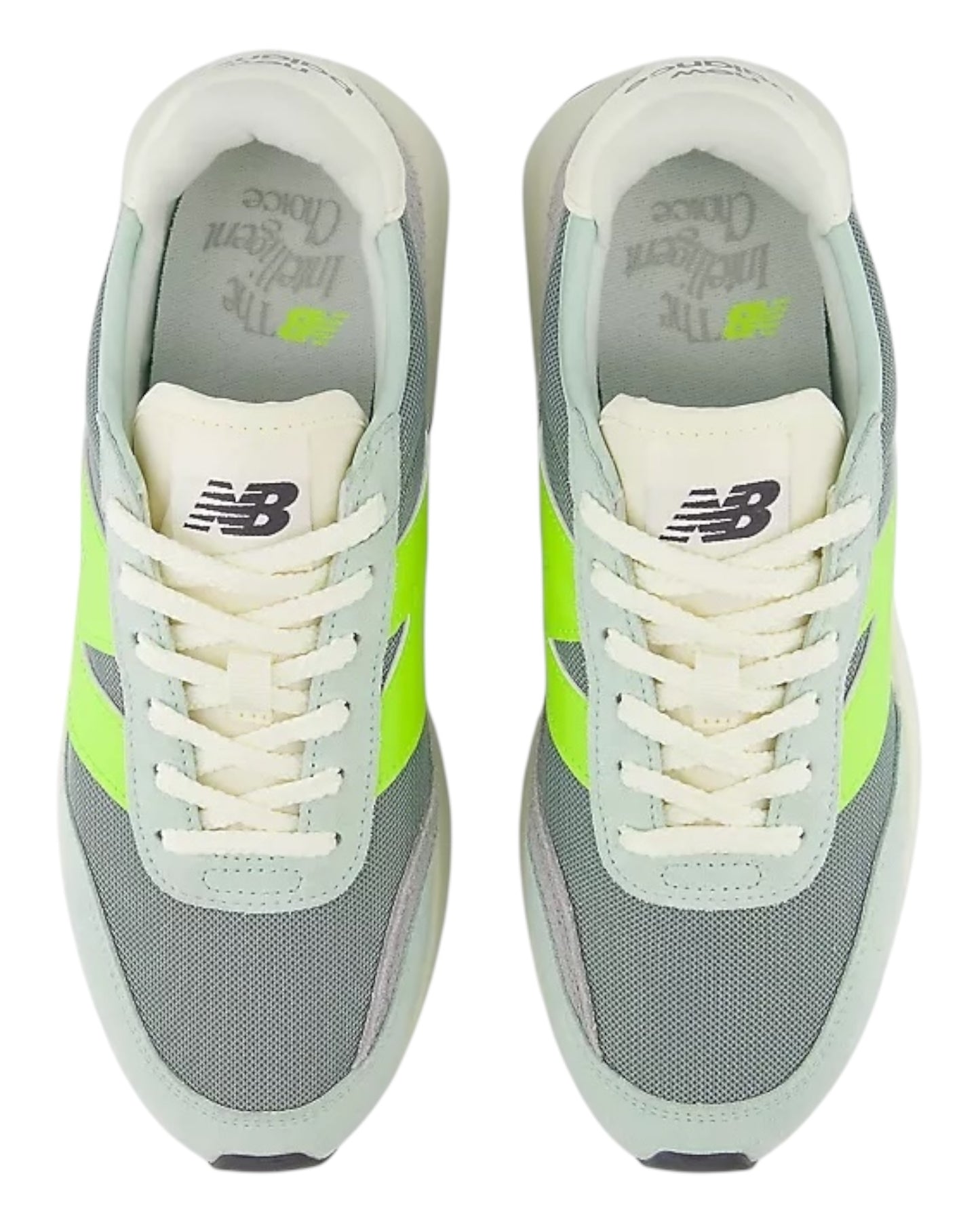 NEW BALANCE DA370 IN CAMOSCIO GRIGIO LOGO VERDE FLUO