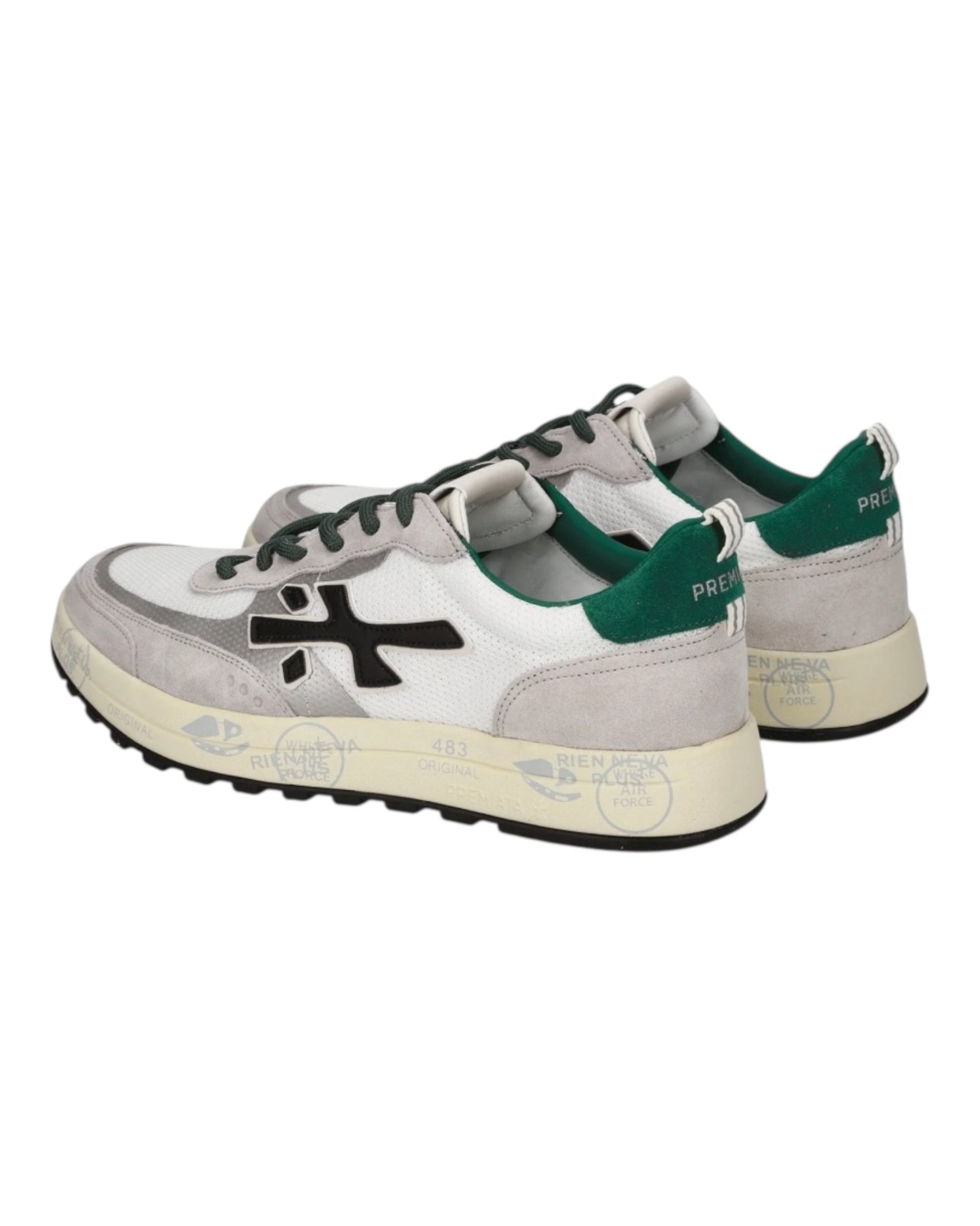 PREMIATA NOUS 7231 IN CAMOSCIO E TELA GRIGIO/BIANCO/VERDE