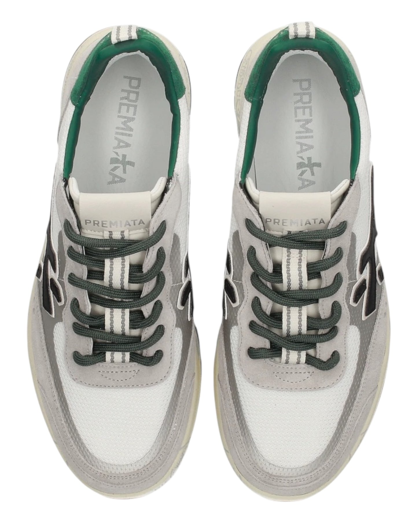 PREMIATA NOUS 7231 IN CAMOSCIO E TELA GRIGIO/BIANCO/VERDE