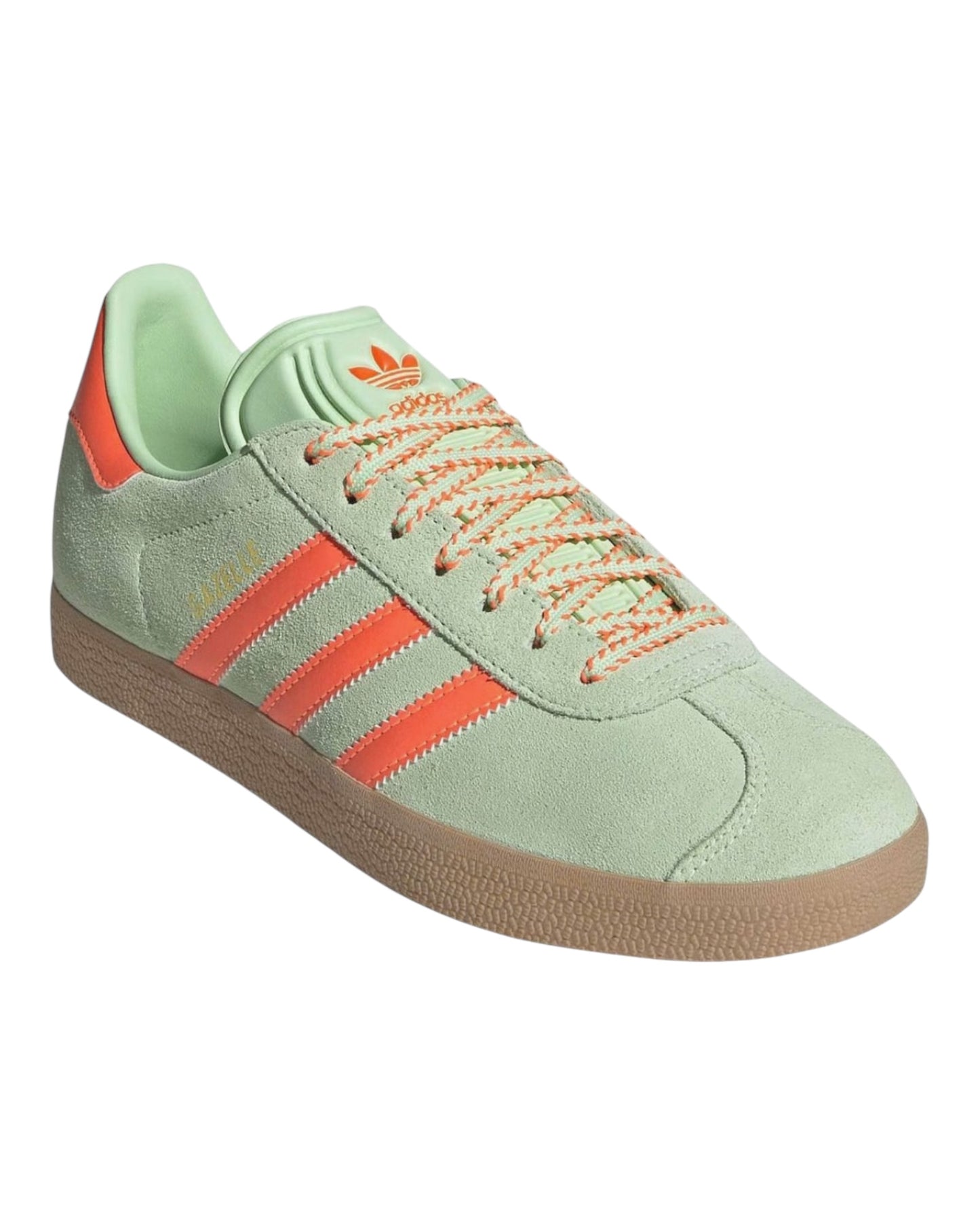 ADIDAS GAZELLE IN CAMOSCIO VERDE BANDE ARANCIO