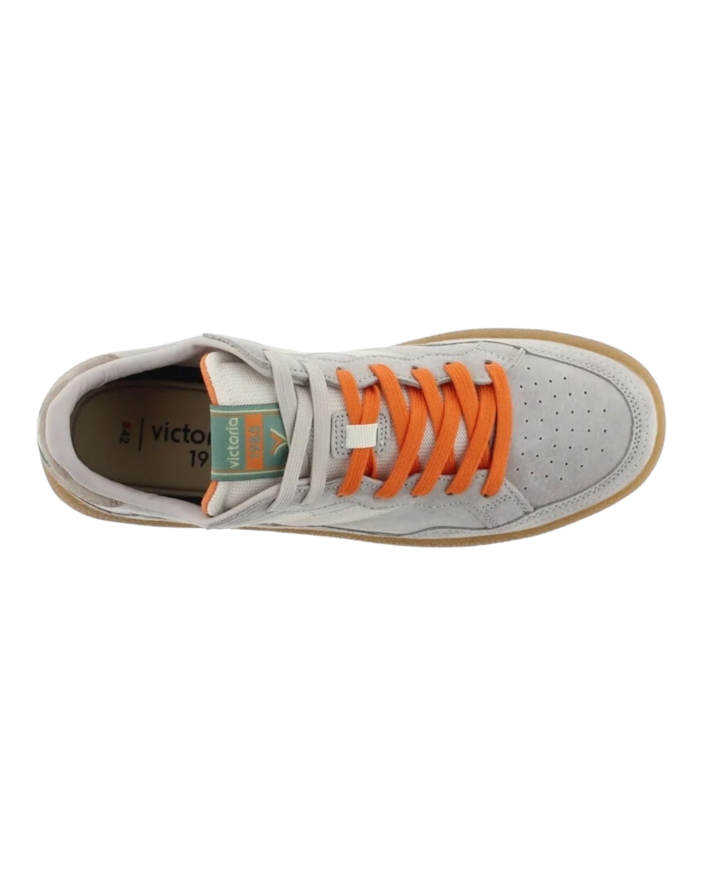 VICTORIA 806105 SNEAKERS IN CAMOSCIO GRIGIO LACCI ARANCIO