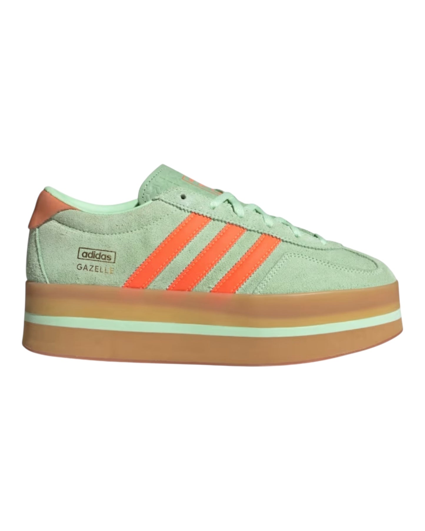 ADIDAS GAZELLE STACK IN CAMOSCIO VERDE LOGO ARANCIO