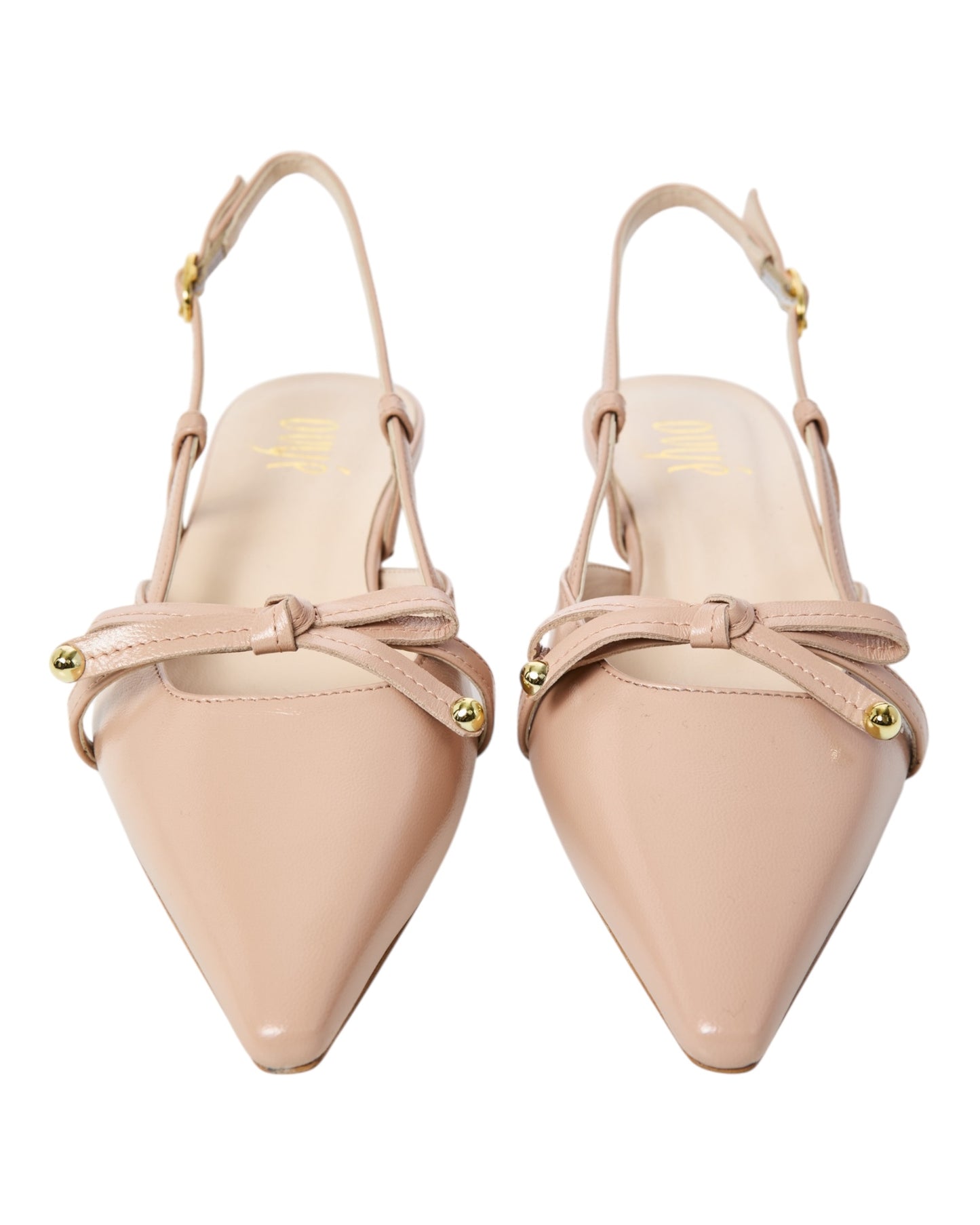 OVYE' 1073AC CHANEL A PUNTA VERNICE BEIGE CON FIOCCO