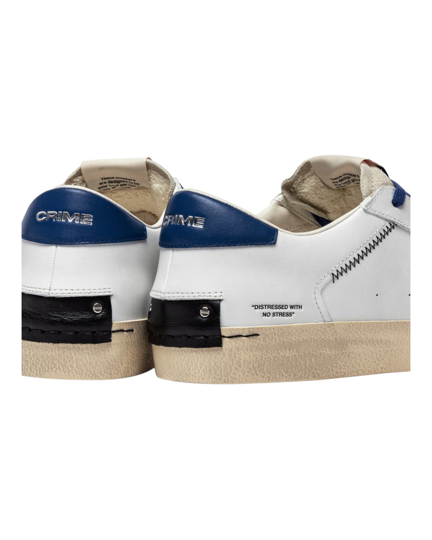 CRIME LONDON DISTRESSED IN PELLE BIANCA/BLU
