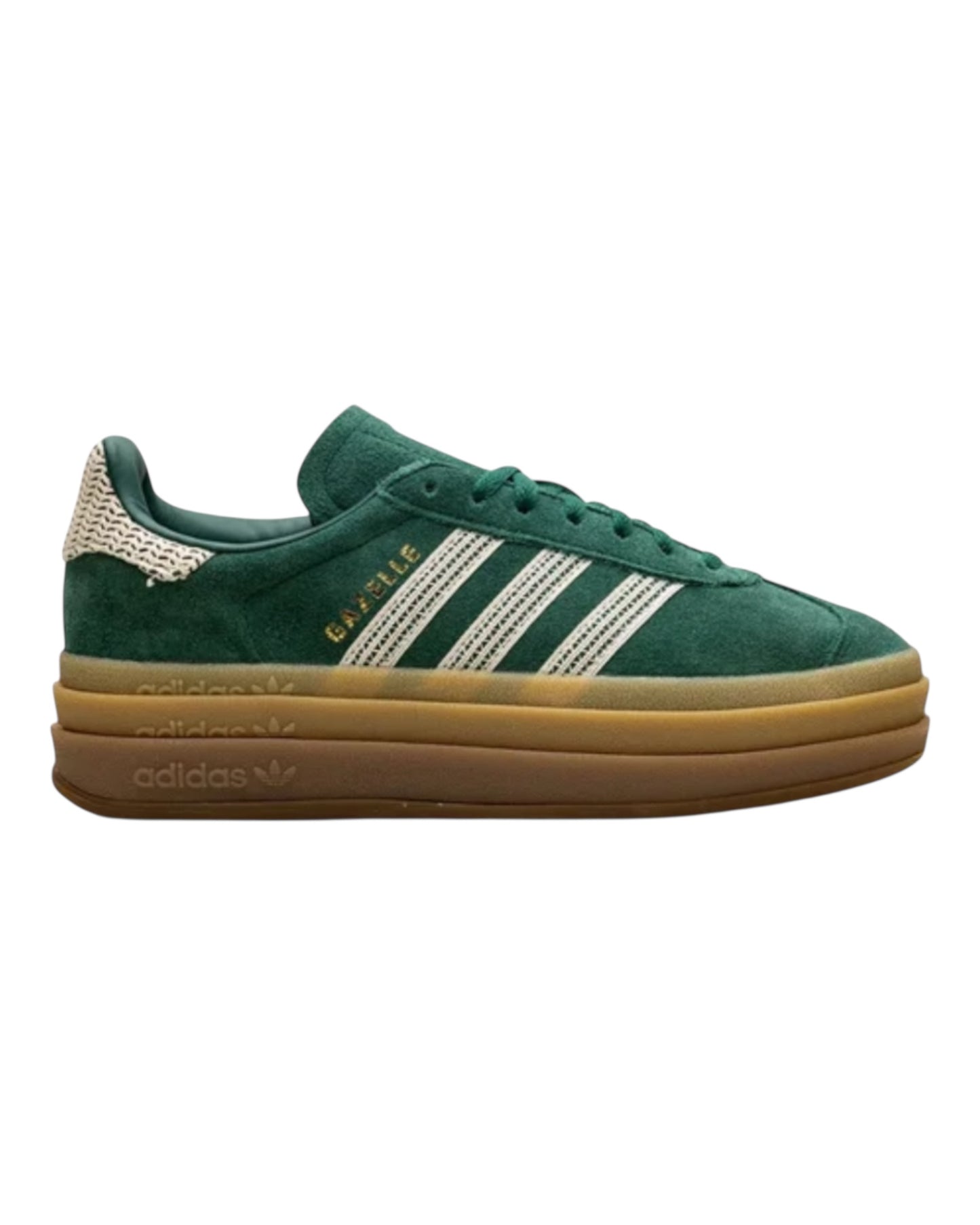 ADIDAS GAZELLE BOLD IN CAMOSCIO VERDE LOGO BEIGE