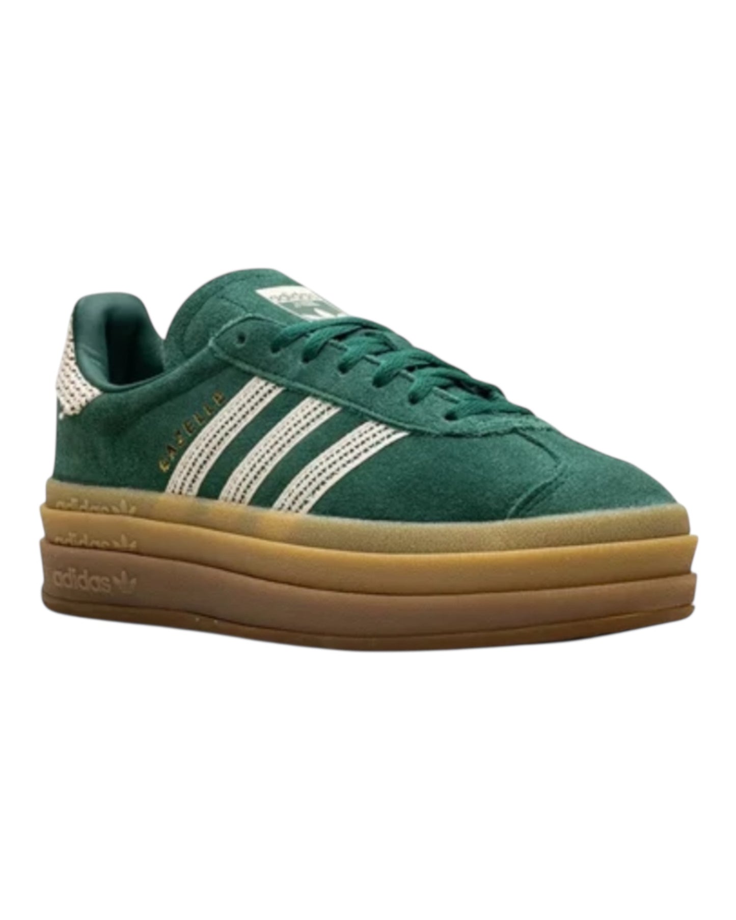 ADIDAS GAZELLE BOLD IN CAMOSCIO VERDE LOGO BEIGE