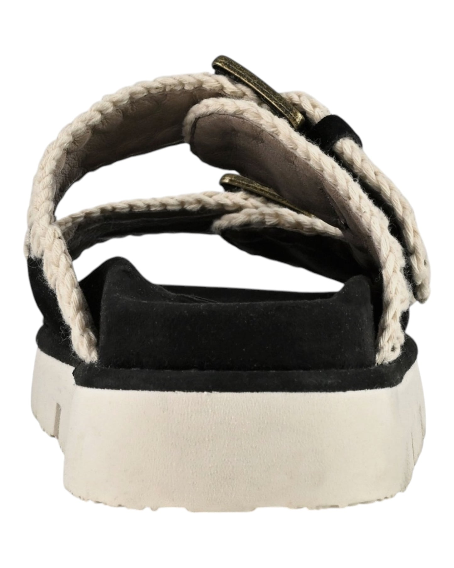 MOU SANDAL TWO BUCKLE IN SUEDE NERO BKWHI