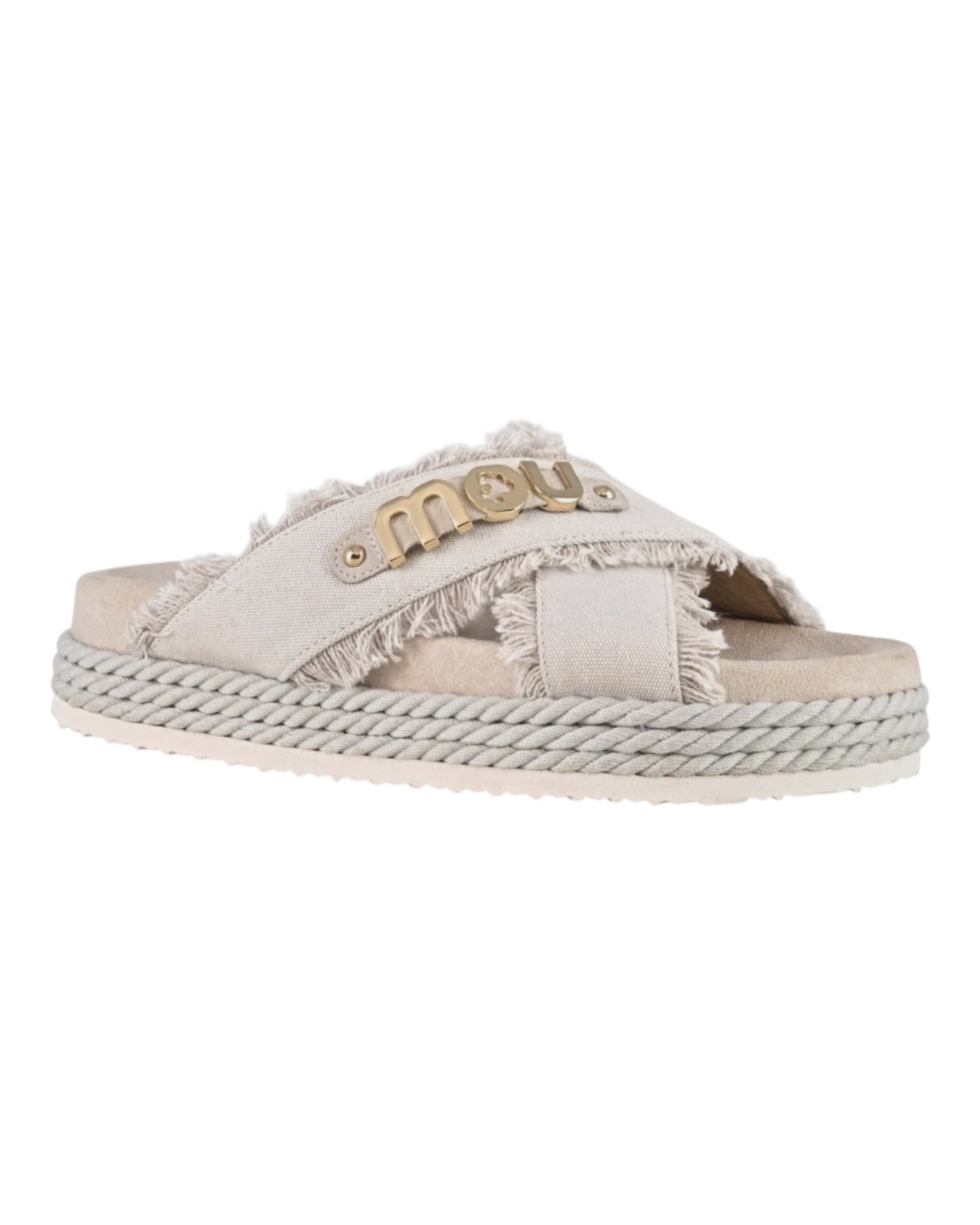 MOU CRISS CROSS SANDAL IN CANVAS BIANCA