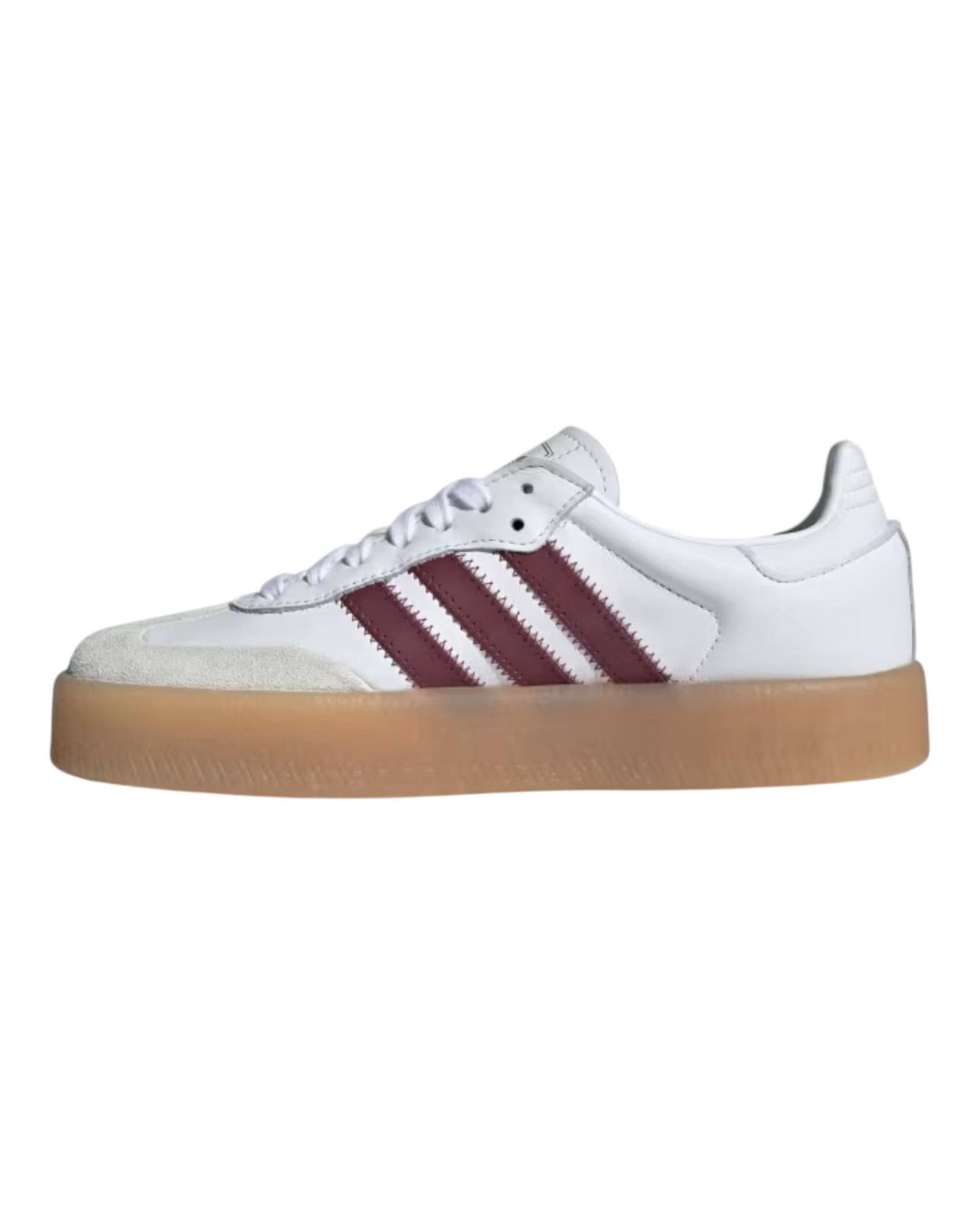 ADIDAS SAMBAE PLATFORM IN PELLE BIANCA BANDE BORDEAUX
