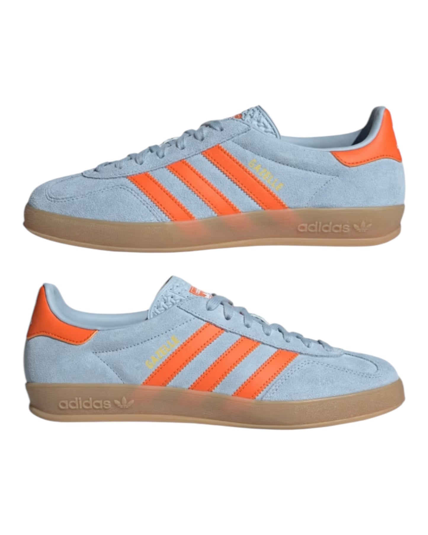 ADIDAS GAZELLE INDOOR IN CAMOSCIO AZZURRA BANDE ARANCIO