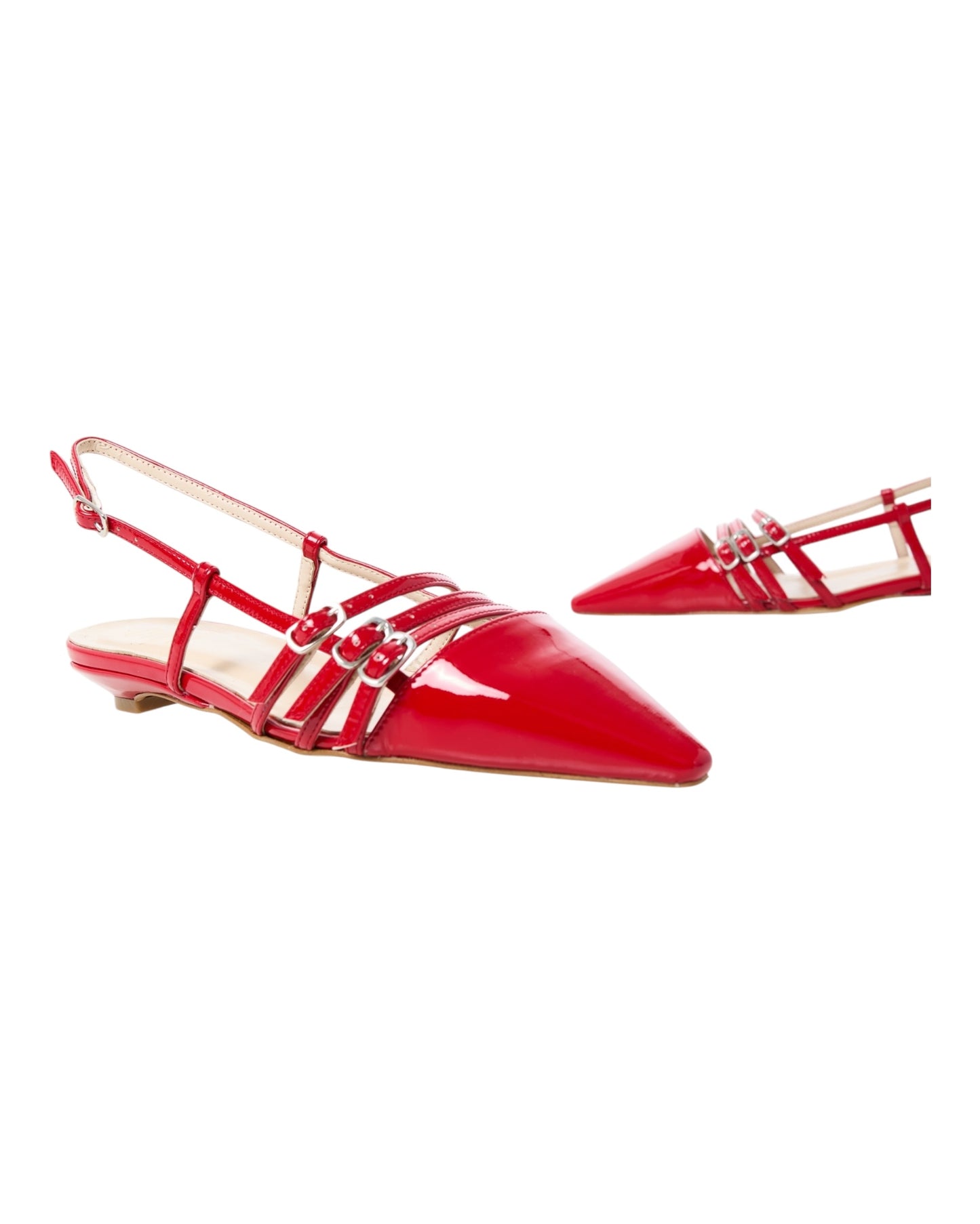 OVYE' 1065AC CHANEL A PUNTA VERNICE ROSSO CON 3 FIBIE