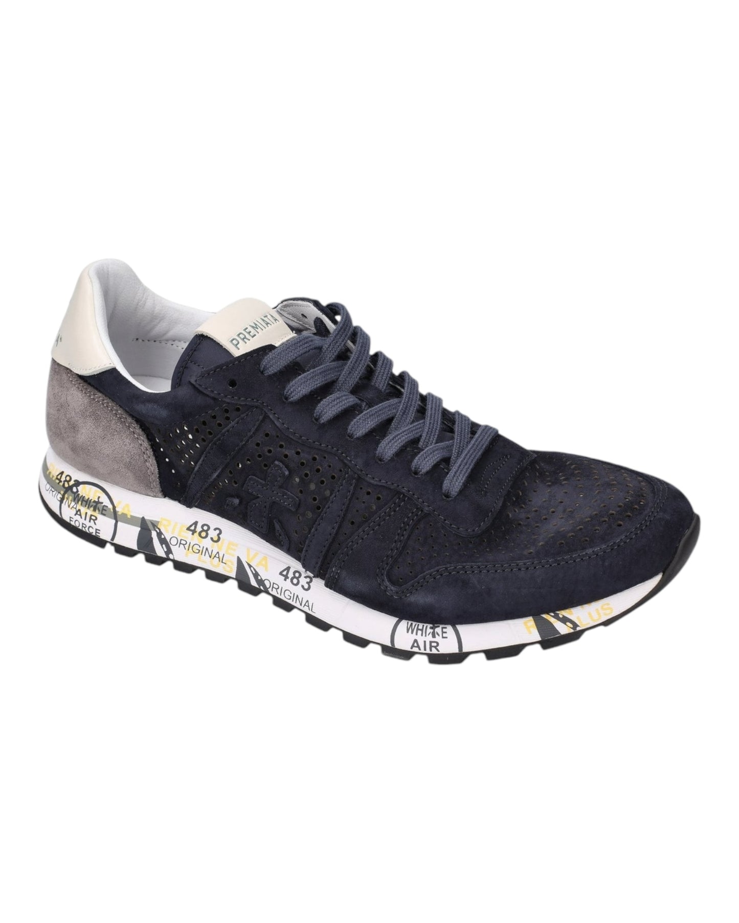 PREMIATA ERIC 6142 IN CAMOSCIO TRAFORATO BLU TALLONE GRIGIO