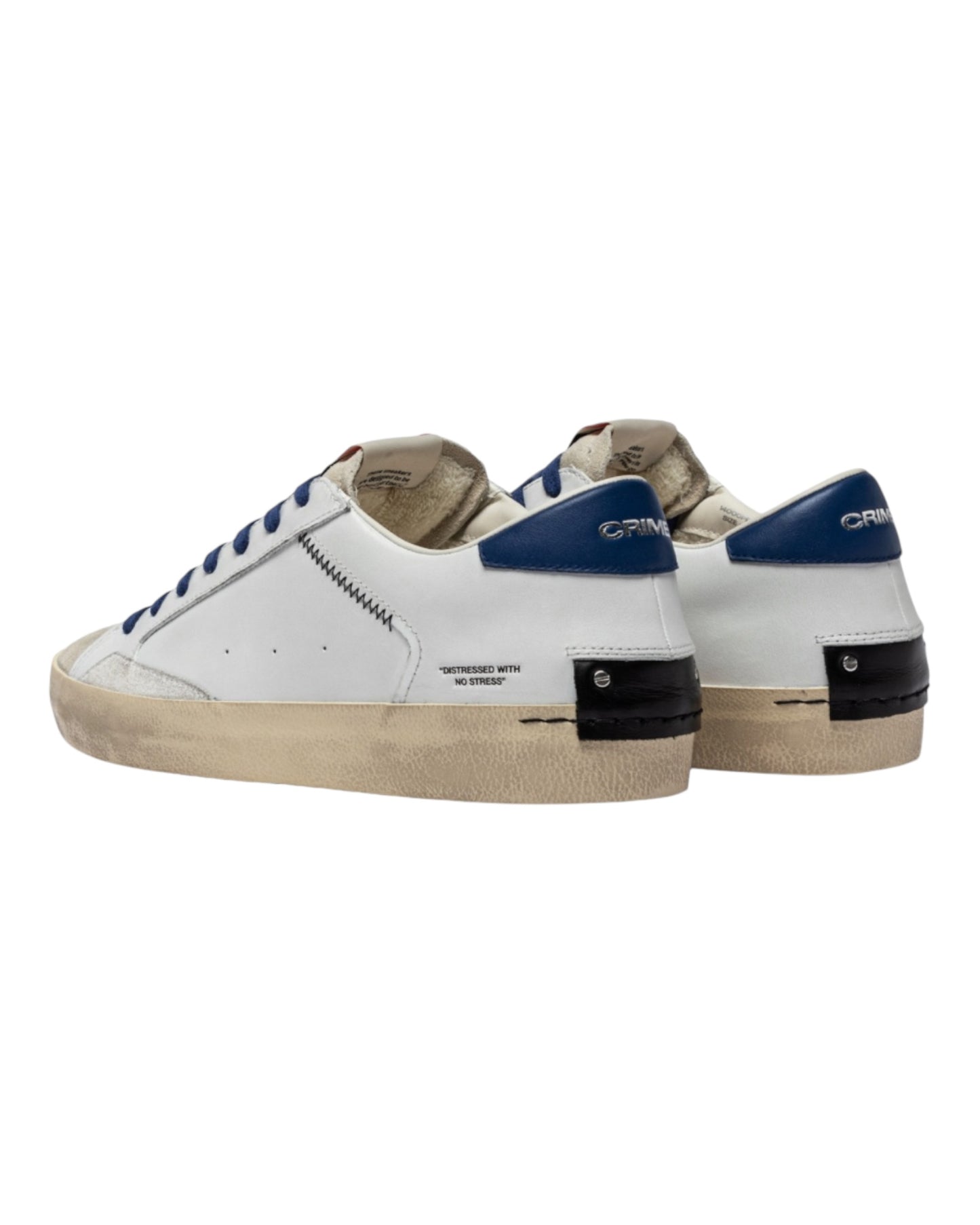 CRIME LONDON DISTRESSED IN PELLE BIANCA/BLU