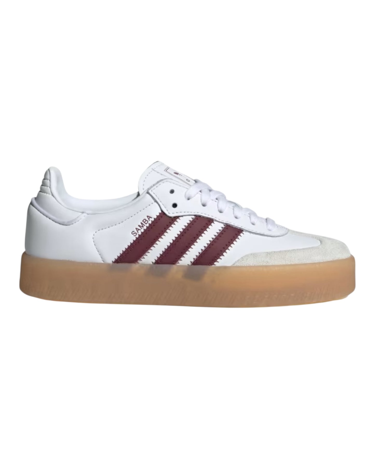 ADIDAS SAMBAE PLATFORM IN PELLE BIANCA BANDE BORDEAUX