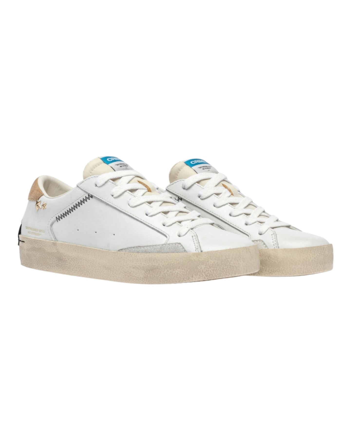 CRIME LONDON DISTRESSED IN PELLE BIANCA/BEIGE