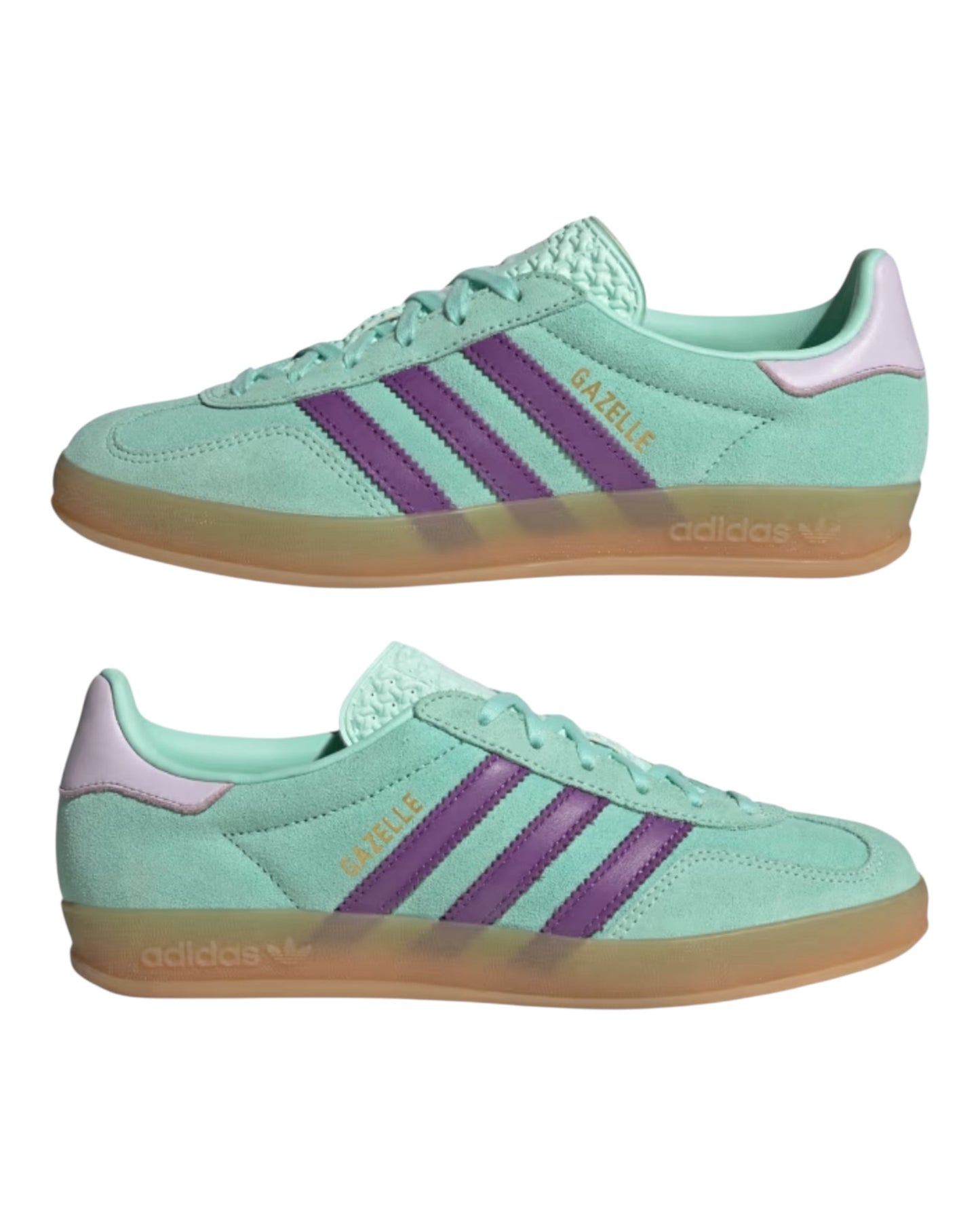 ADIDAS GAZELLE INDOOR IN CAMOSCIO VERDE TIFFANY BANDE VIOLA