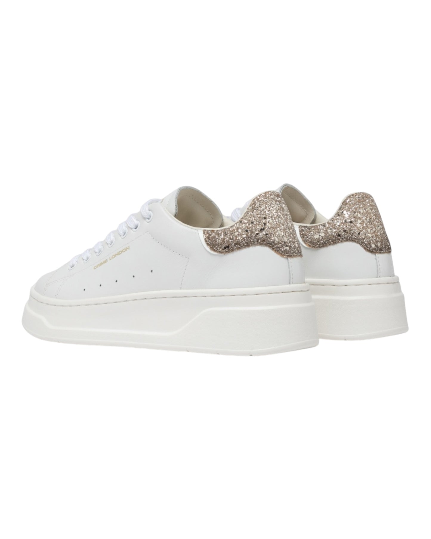 CRIME LONDON SONIK IN PELLE BAINCA TALLONCINO GLITTER ORO