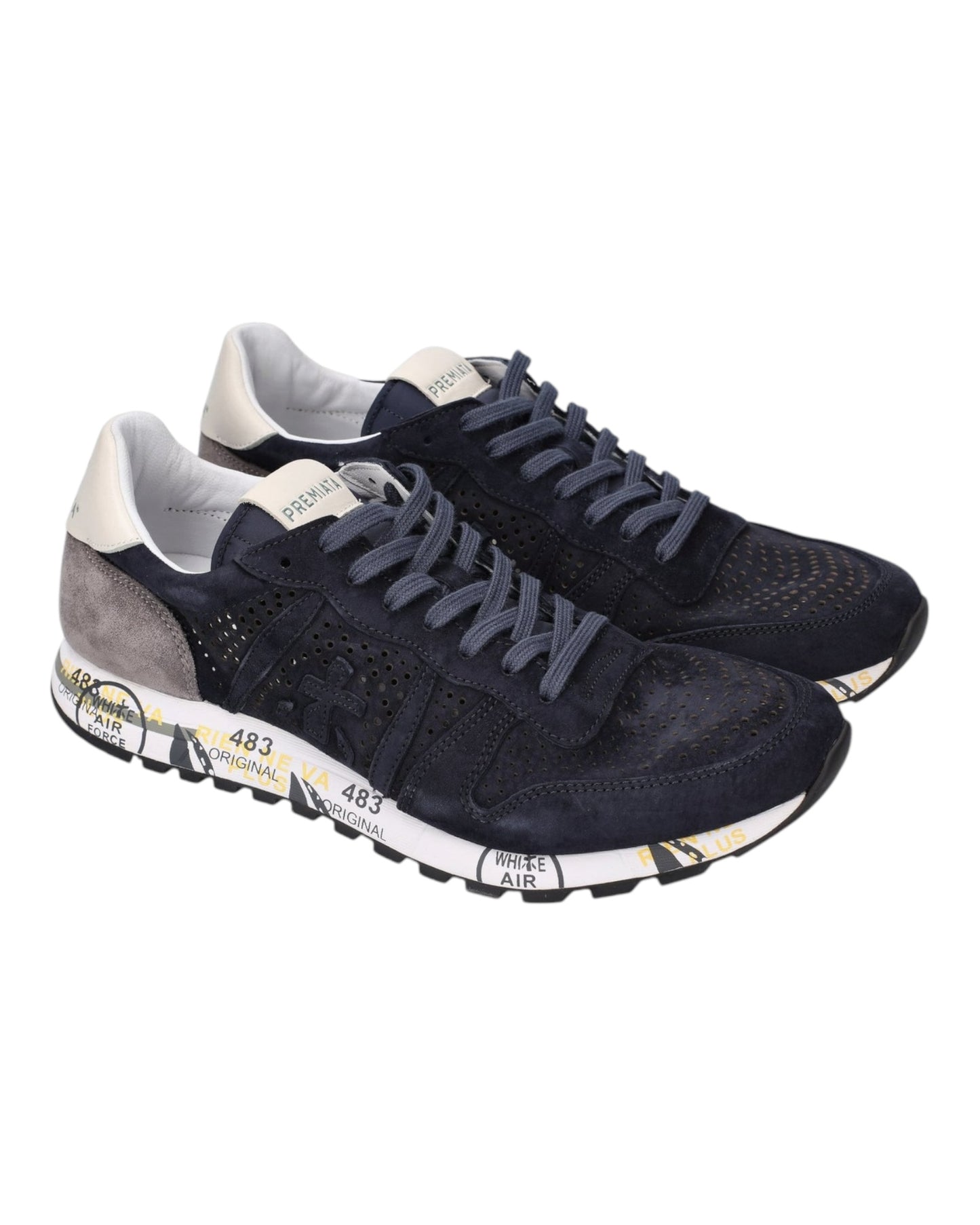 PREMIATA ERIC 6142 IN CAMOSCIO TRAFORATO BLU TALLONE GRIGIO