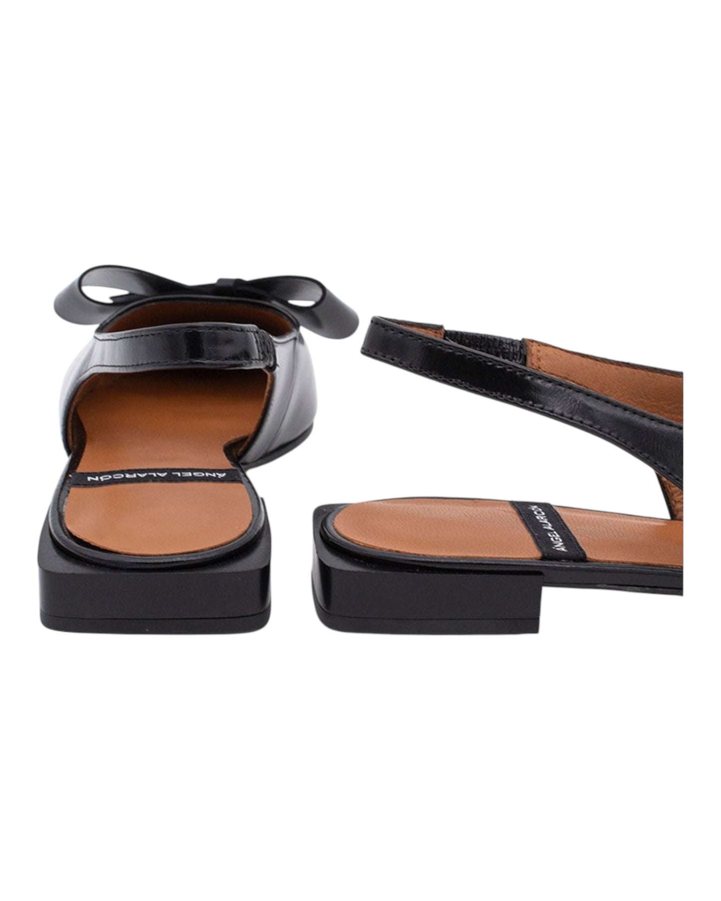 ANGEL ALARCON 010530B CHANEL BASSO A PUNTA CON FIOCCO IN PELLE LUCIDA NERA