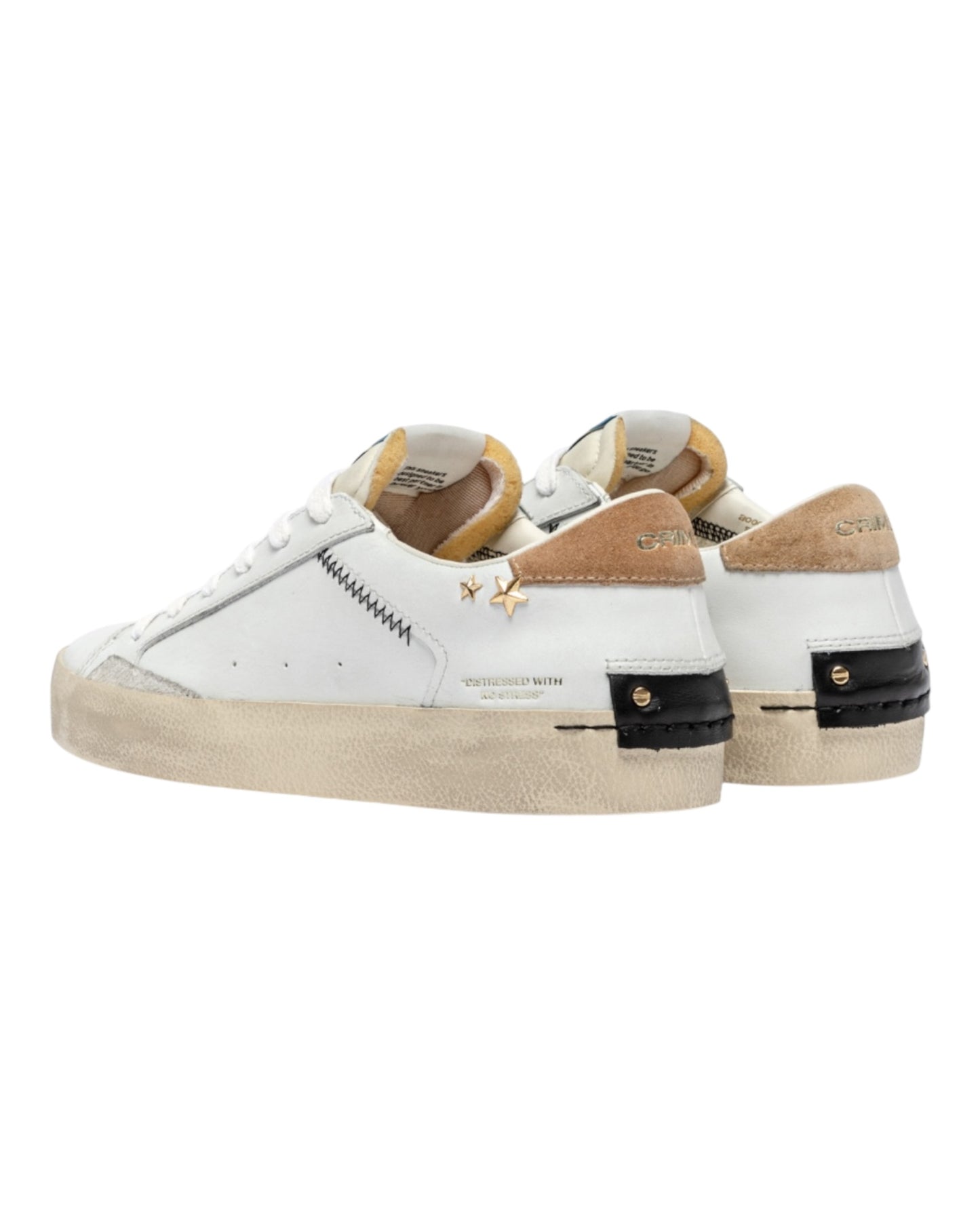 CRIME LONDON DISTRESSED IN PELLE BIANCA/BEIGE