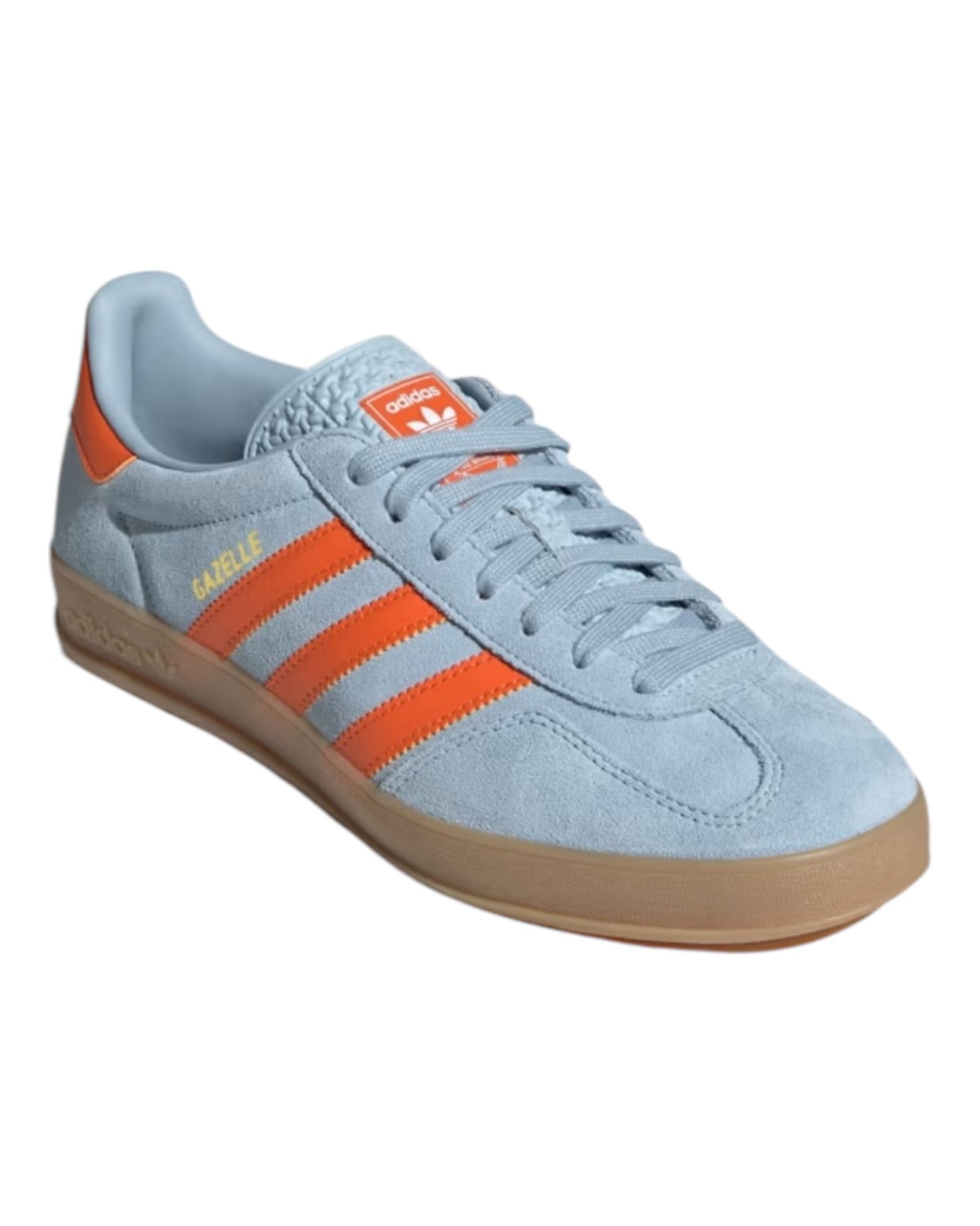 ADIDAS GAZELLE INDOOR IN CAMOSCIO AZZURRA BANDE ARANCIO