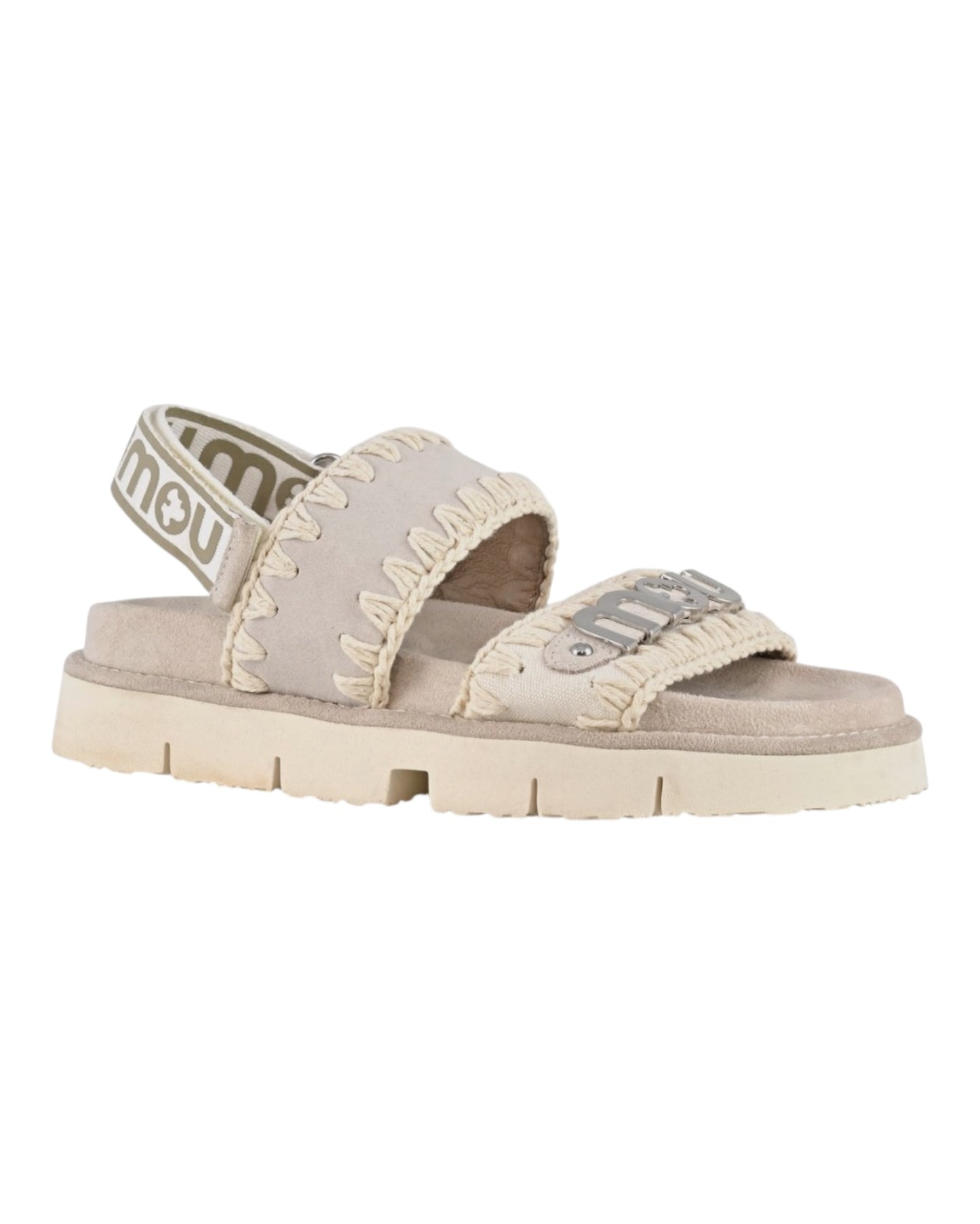 MOU BIO SANDAL SUEDE BIG LOGO BIANCO (CHLK)