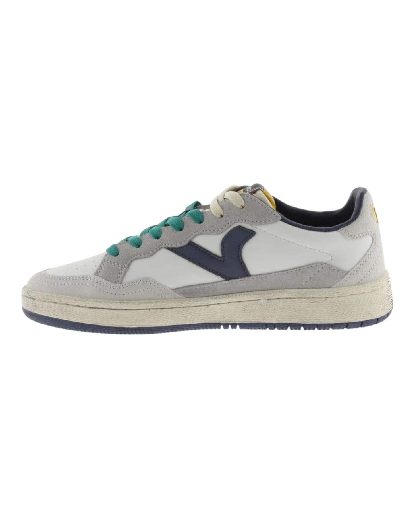 VICTORIA 806105 SNEAKERS IN PELLE BIANCA/GRIGIO/BLU LACCI VERDI
