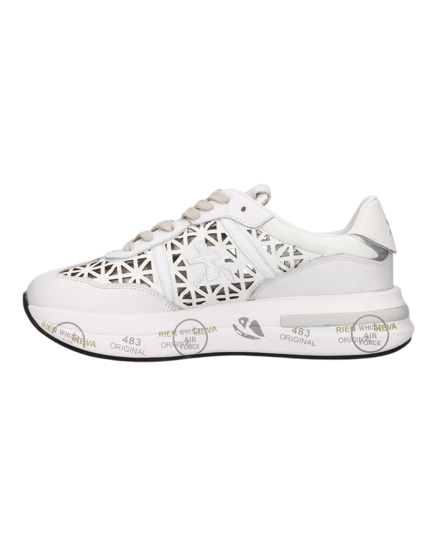 PREMIATA CASSIE 7385 IN PELLE TRAFORATA BIANCA