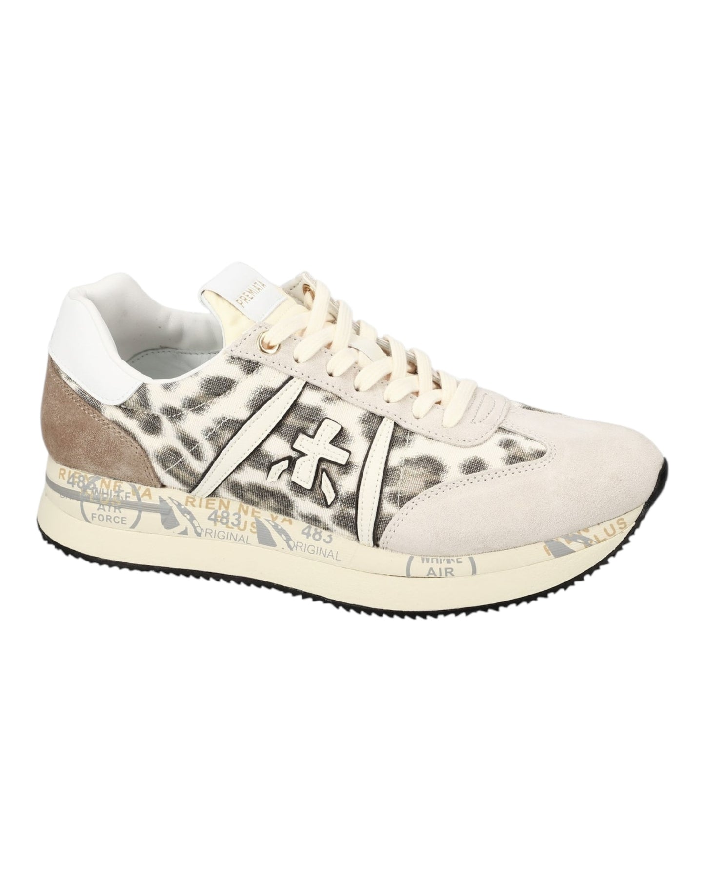 PREMIATA CONNY 7362 IN CAMOSCIO BEIGE TELA ANIMALIER