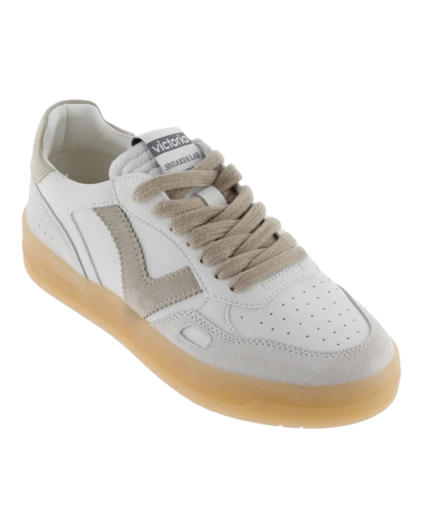 VICTORIA 7129125D SNEAKERS IN PELLE E CAMOSCIO BIANCA FONDO MIELE