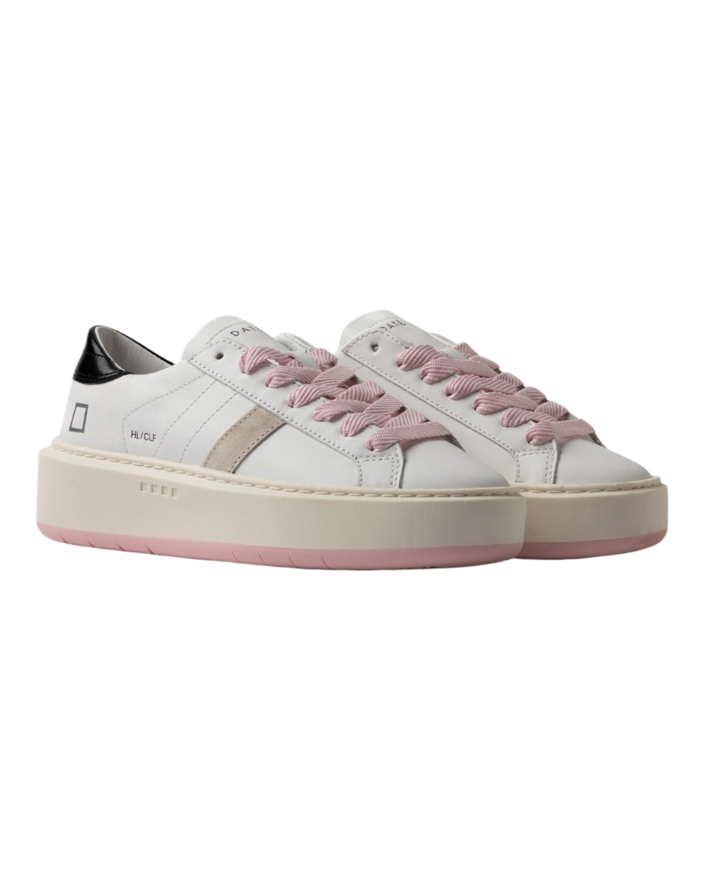 DATE HILL LOW PLATFORM IN PELLE BIANCA/NERA LACCI ROSA