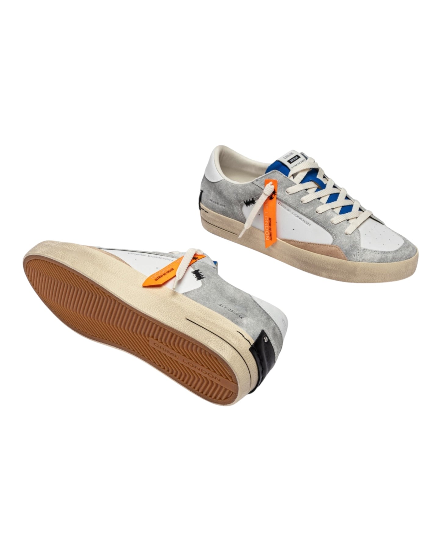 CRIME LONDON SK8 IN PELLE BIANCO/GRIGIO