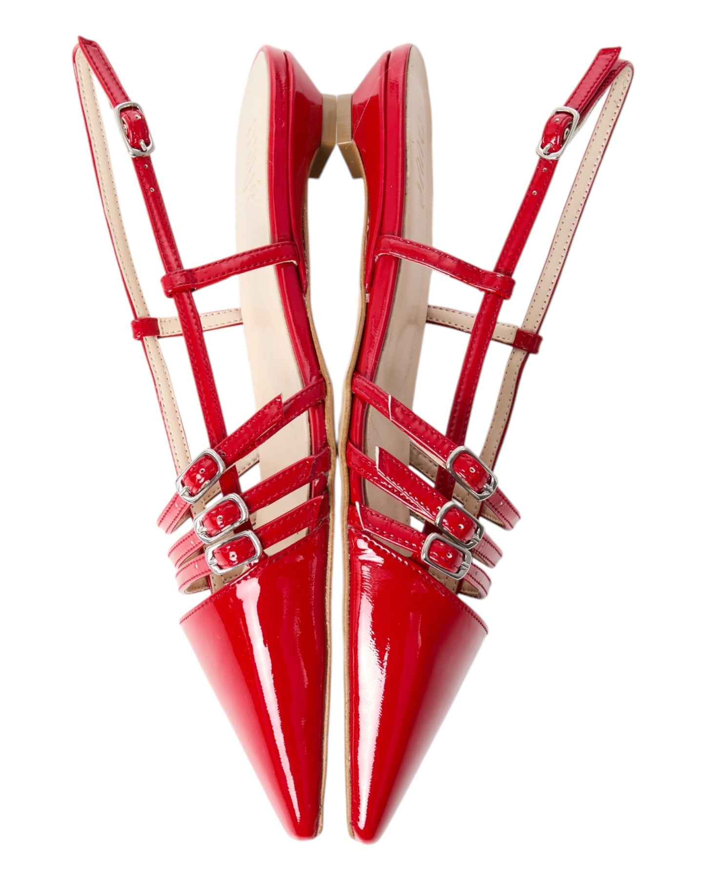 OVYE' 1065AC CHANEL A PUNTA VERNICE ROSSO CON 3 FIBIE