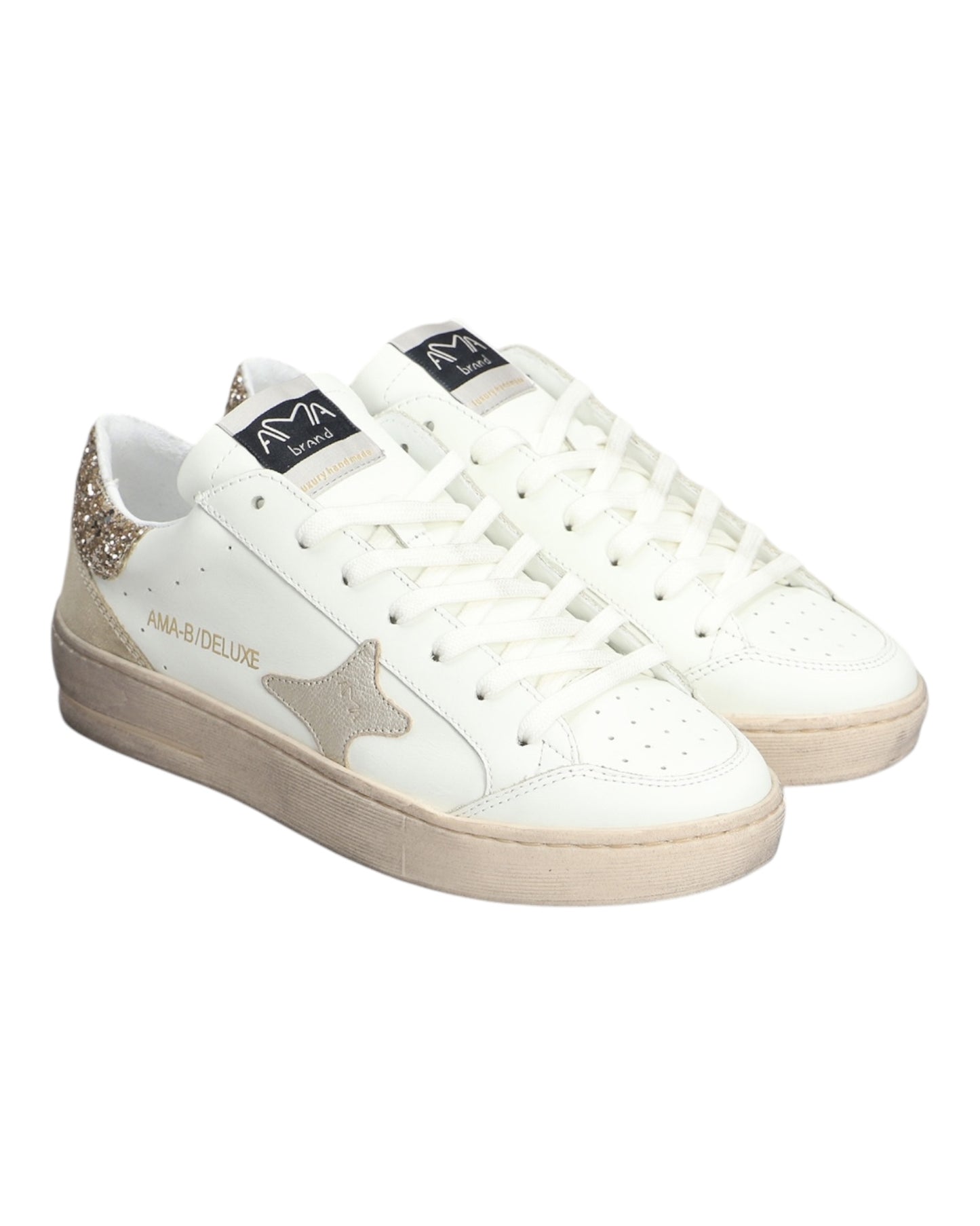 AMA BRAND 4048 PELLE BIANCA/ORO GLITTER