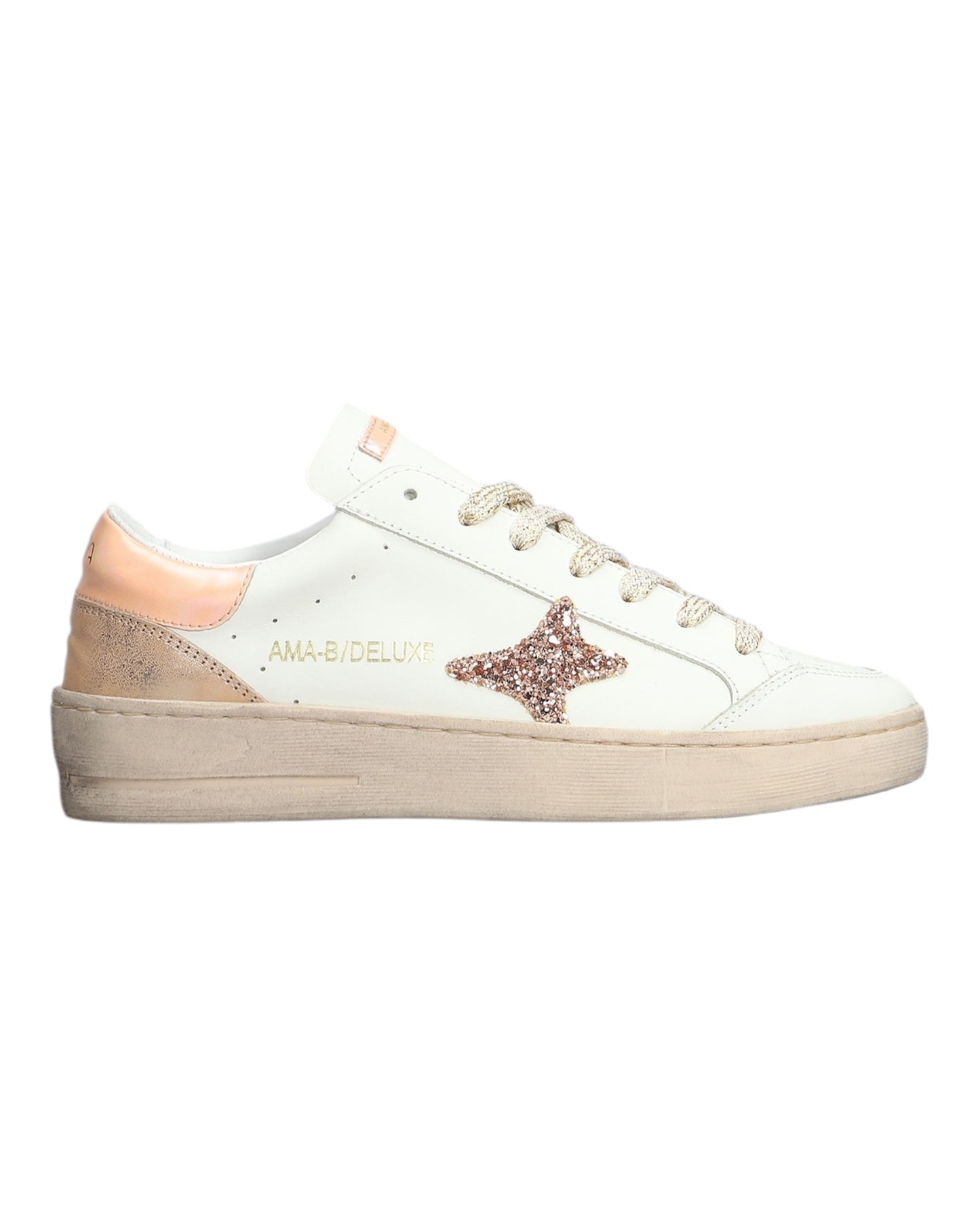 AMA BRAND 4040 SLAM IN PELLE BIANCA/ORO ROSA TALLONCINO ARANCIO