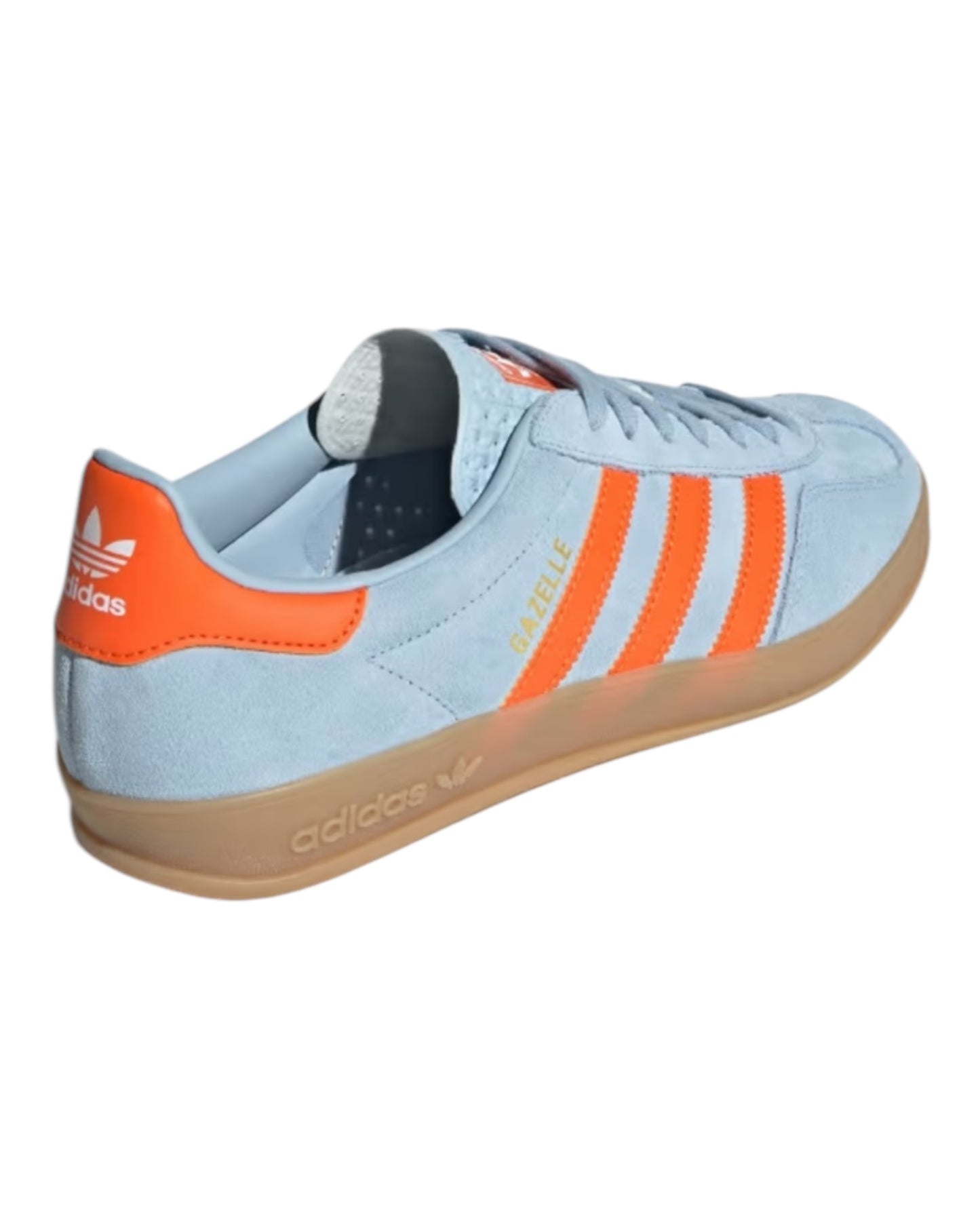 ADIDAS GAZELLE INDOOR IN CAMOSCIO AZZURRA BANDE ARANCIO