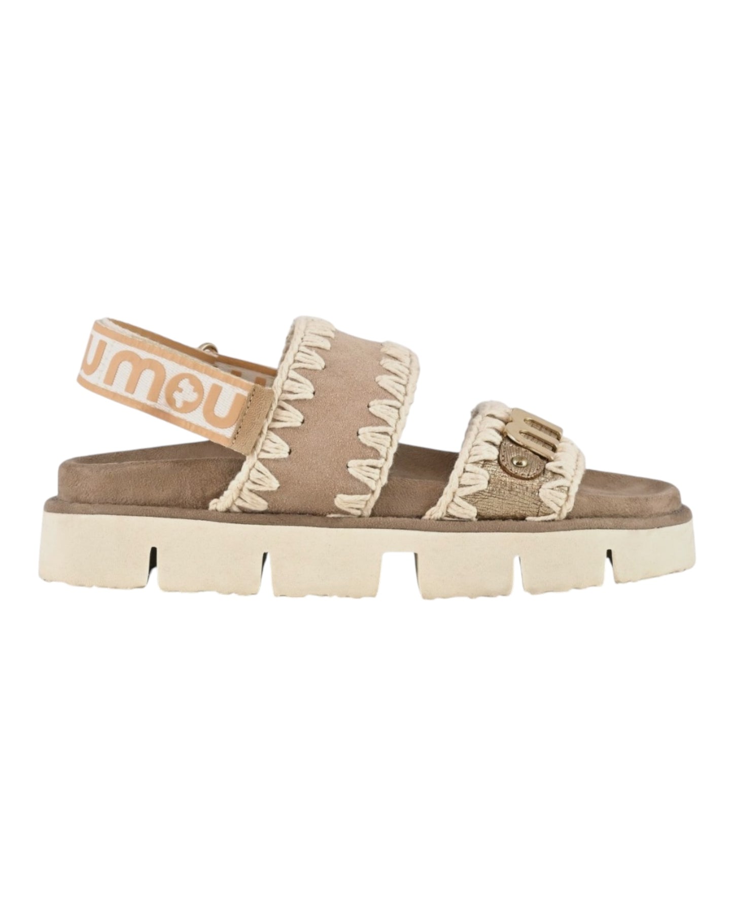 MOU BIO SANDAL SUEDE BIG LOGO BEIGE