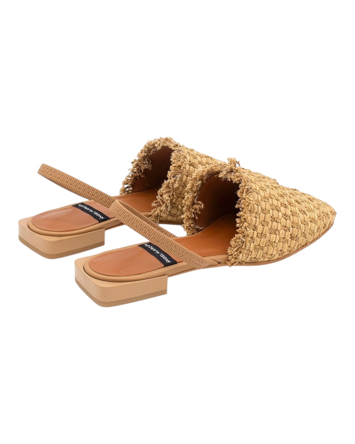 ANGEL ALARCON 002535A SCARPA BASSA PUNTA QUADRA IN RAFFIA BEIGE