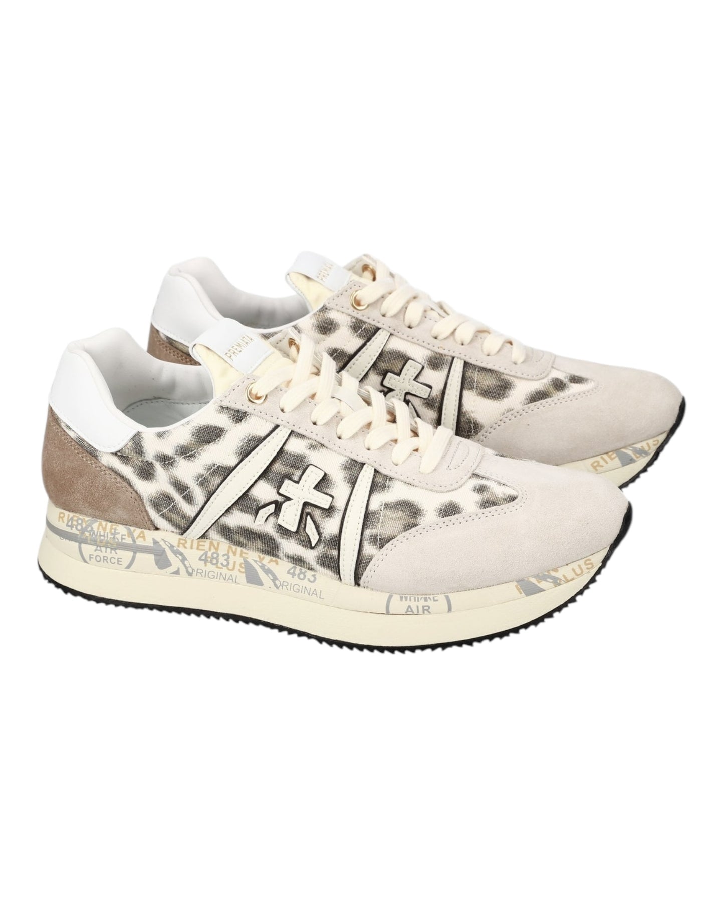 PREMIATA CONNY 7362 IN CAMOSCIO BEIGE TELA ANIMALIER