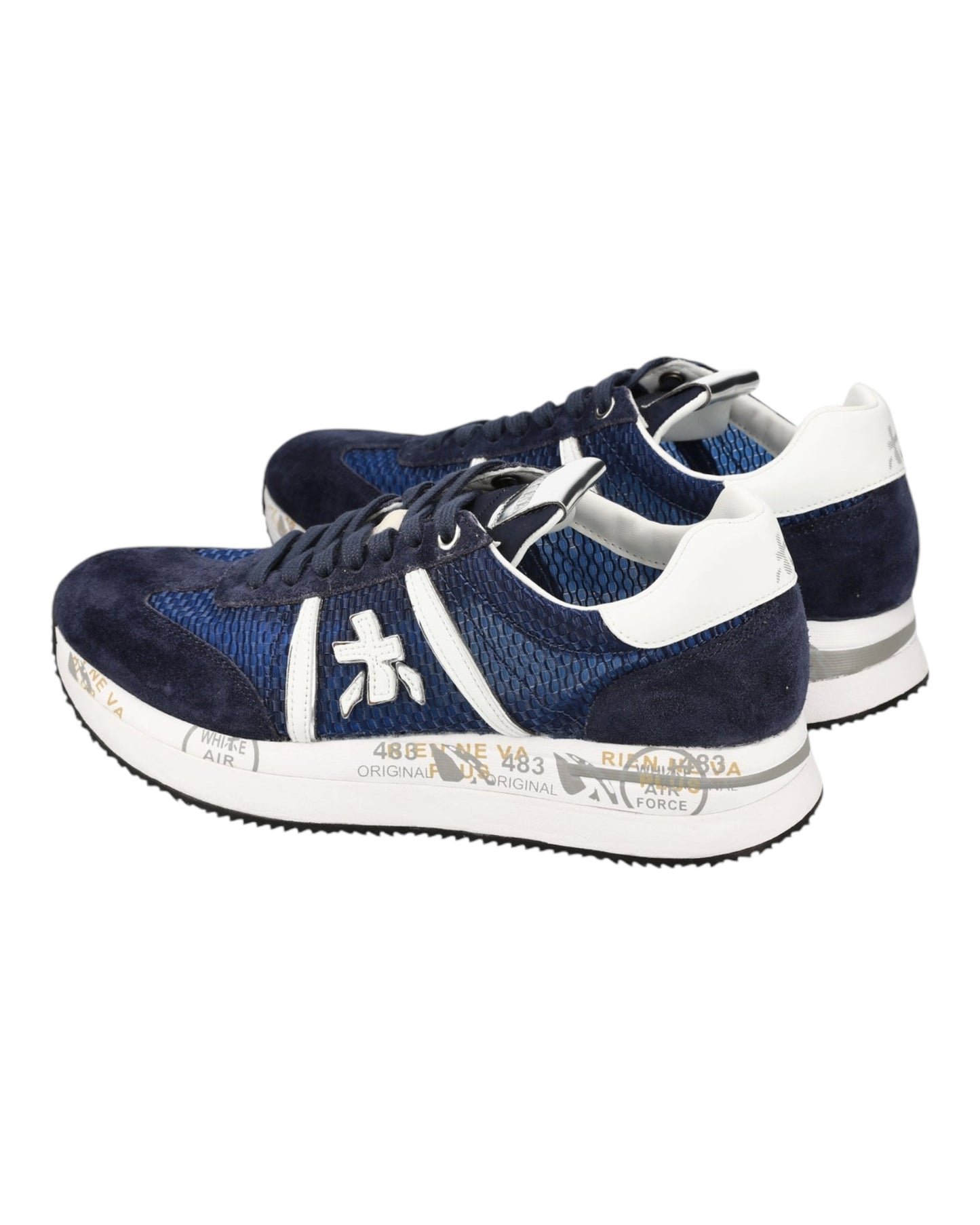 PREMIATA CONNY 7368 IN CAMOSCIO E TESSUTO BLU/ARGENTO
