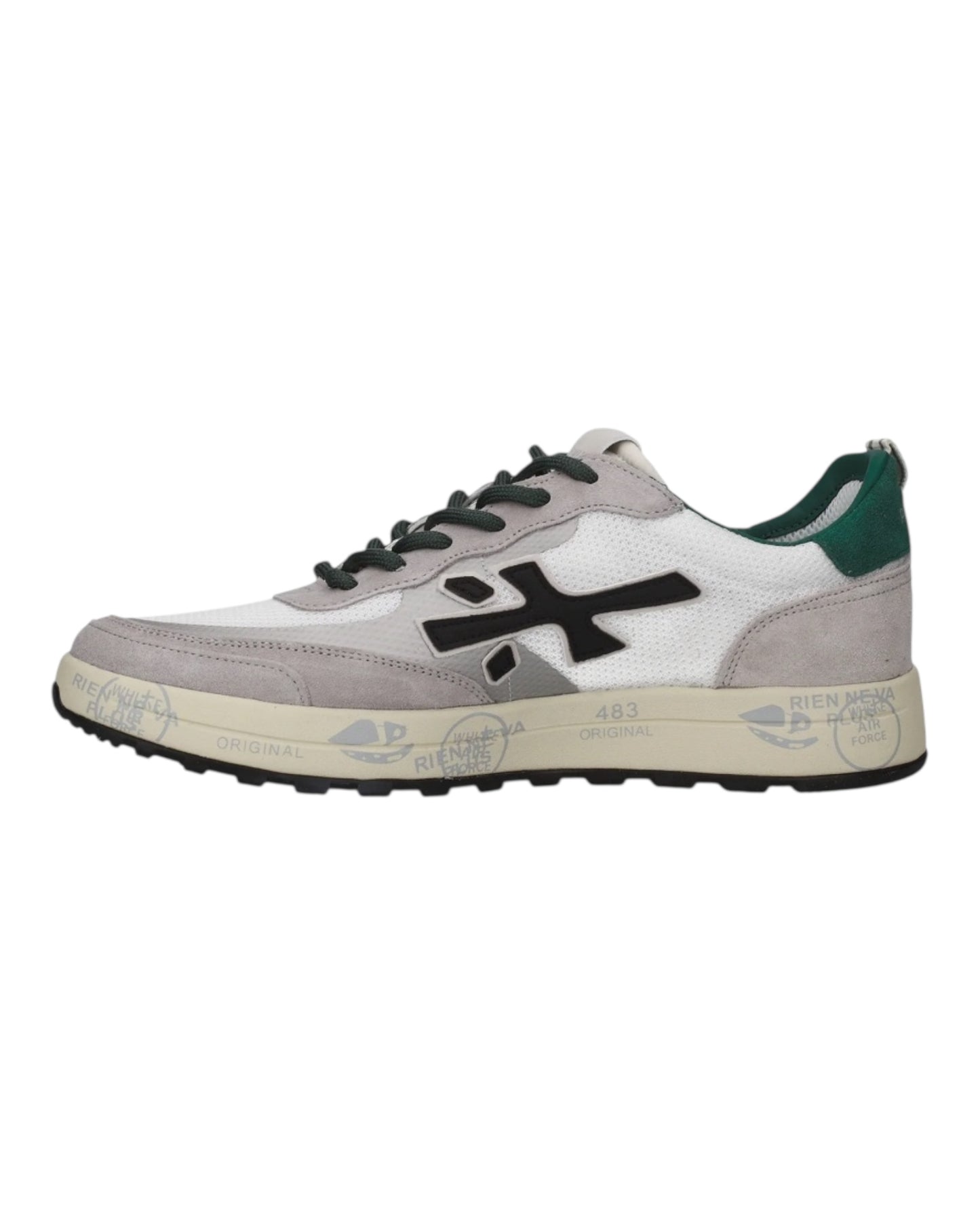 PREMIATA NOUS 7231 IN CAMOSCIO E TELA GRIGIO/BIANCO/VERDE