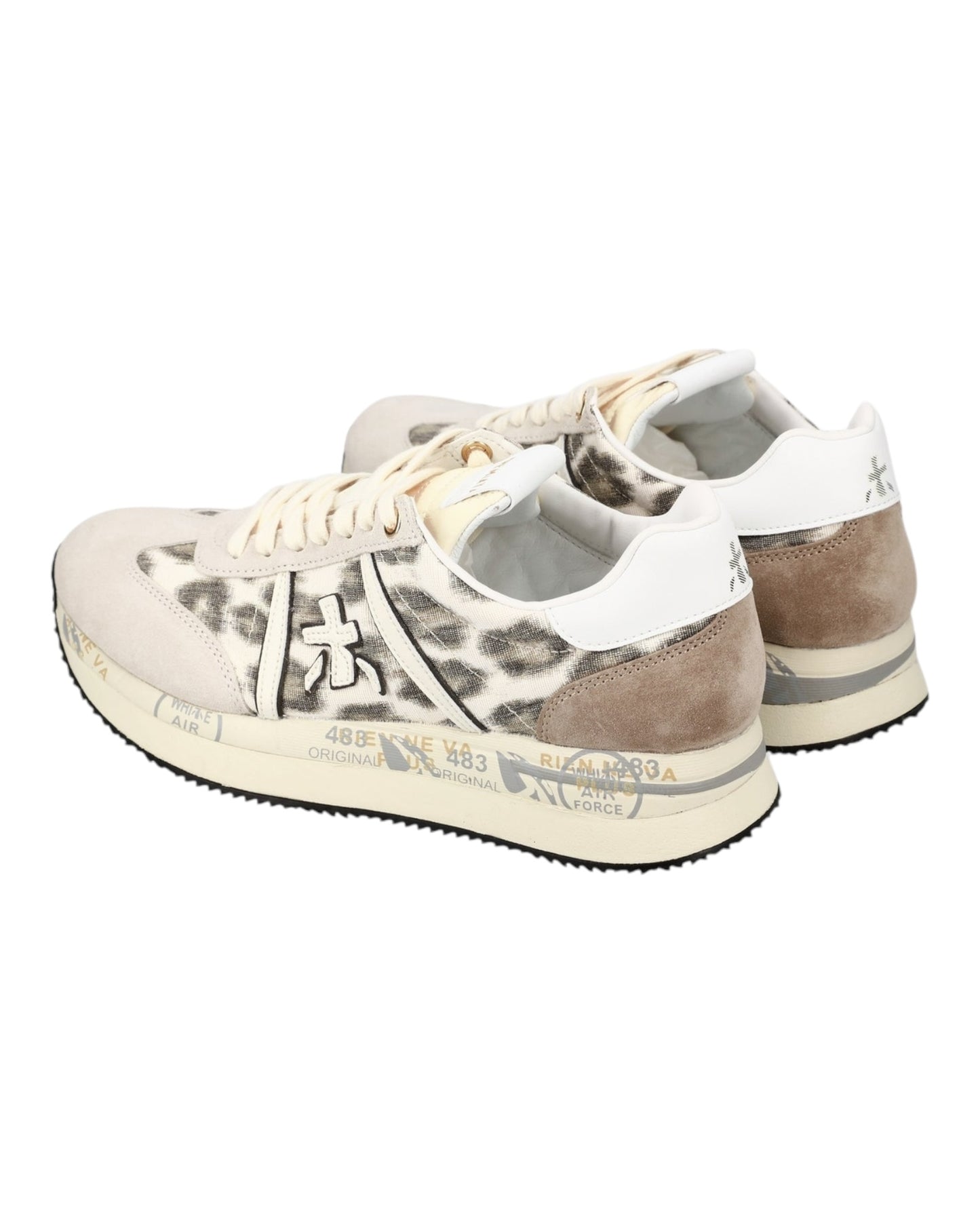 PREMIATA CONNY 7362 IN CAMOSCIO BEIGE TELA ANIMALIER