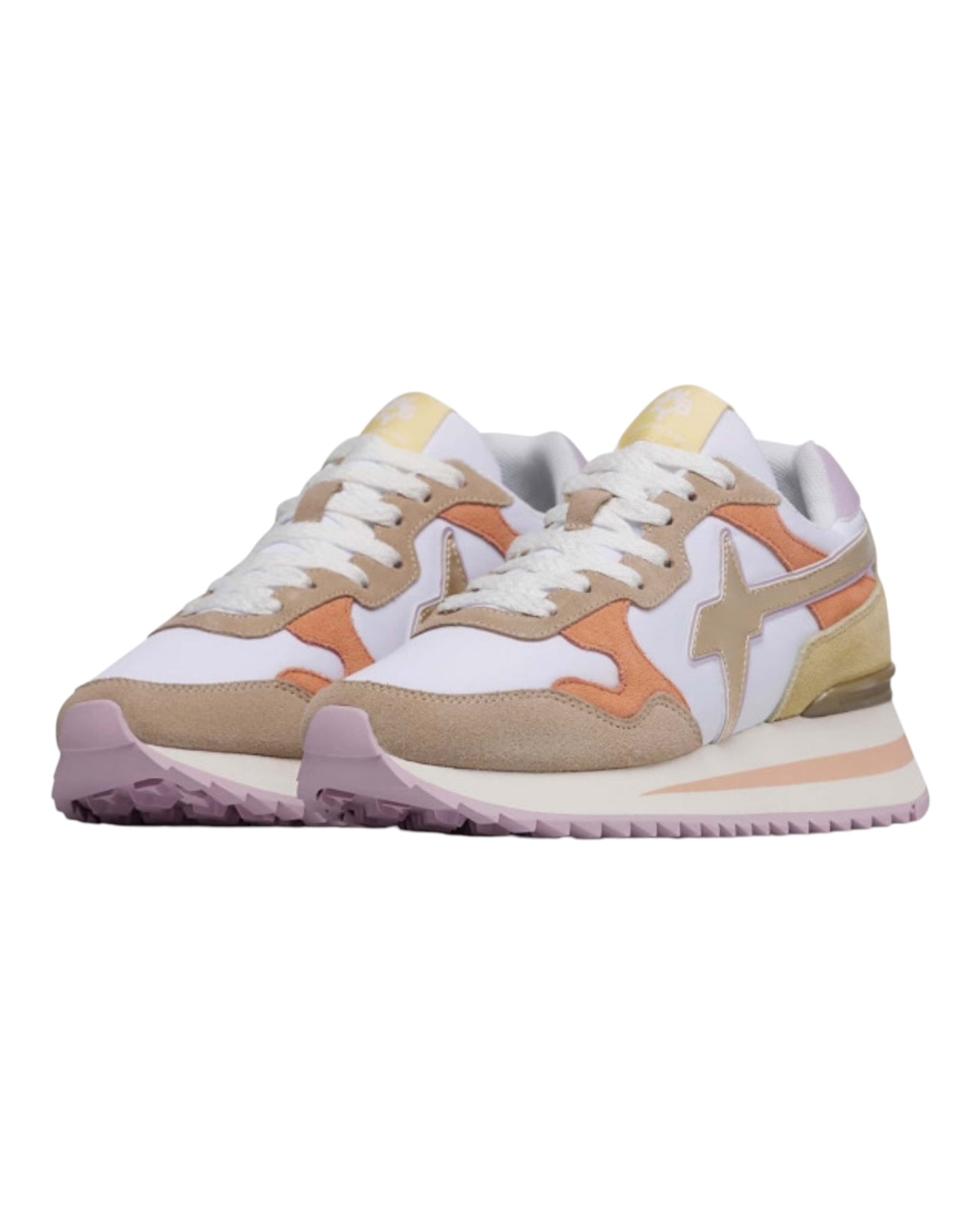 W6YZ YAK DONNA IN CAMOSCIO E TESSUTO BEIGE/ARANCIO/VIOLA